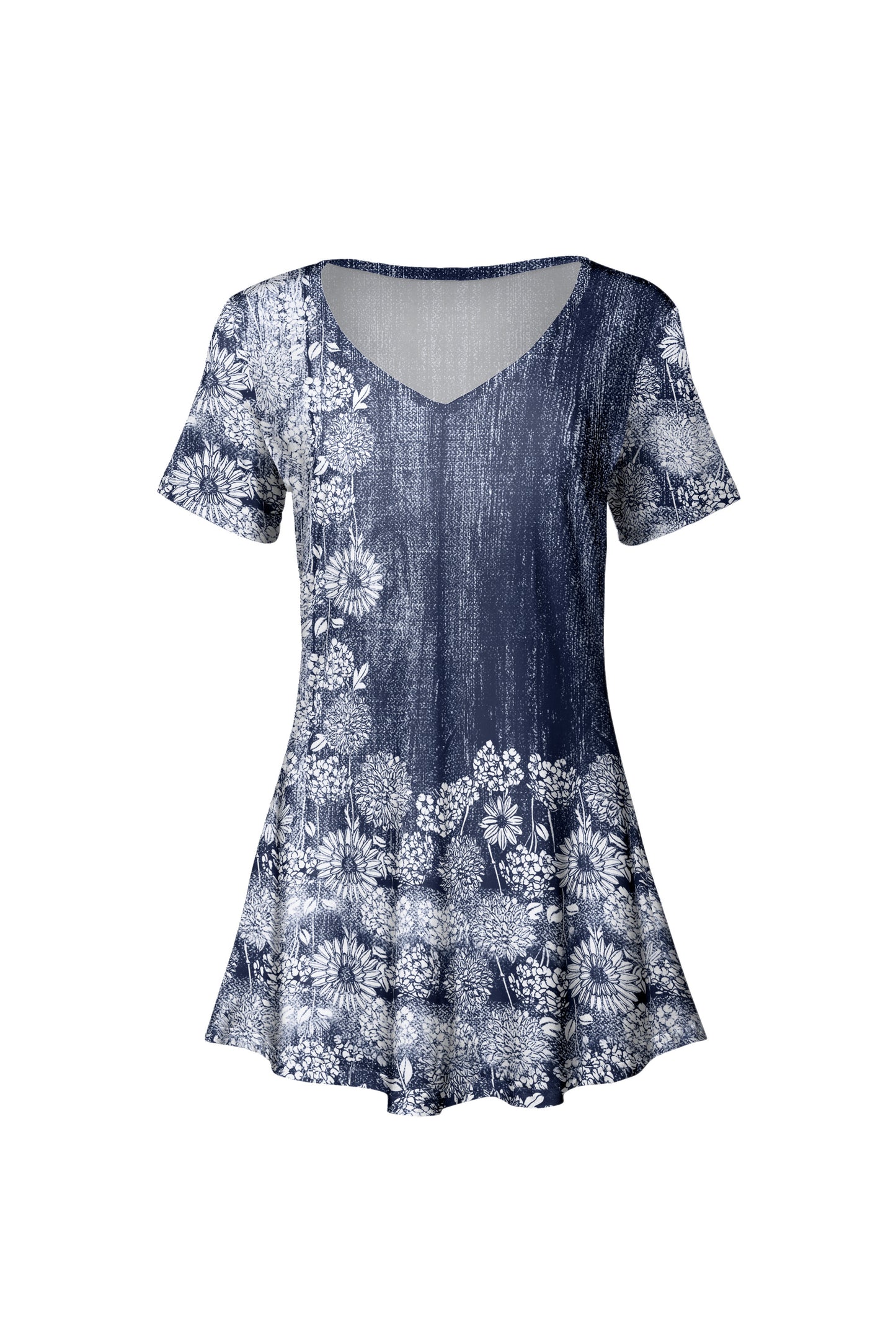 Printed Travel-Ready Tunic-Blue Multi Floral