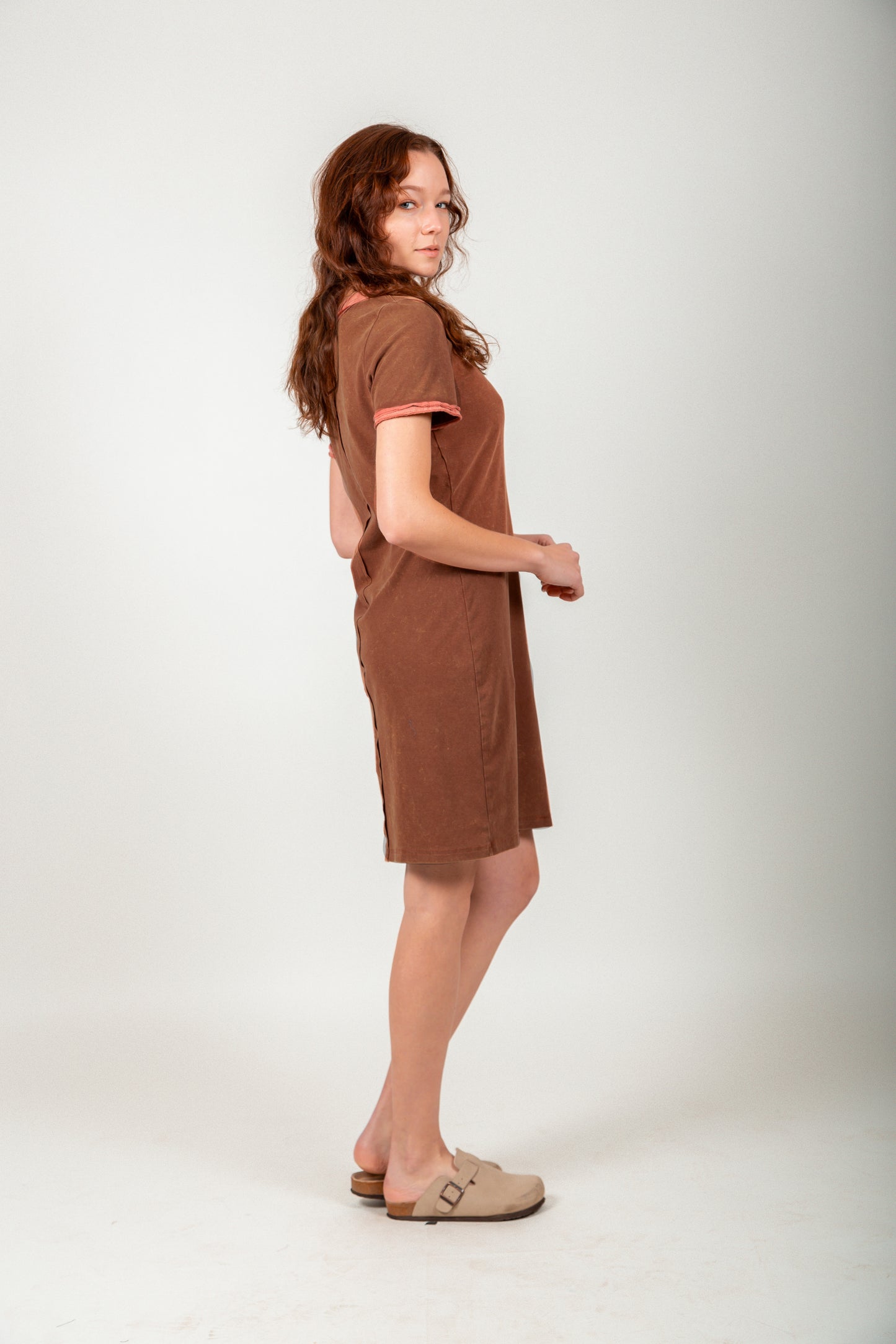 Classic Charm Ribbed Midi Dress(D2400016 Mineral Washed Rust )