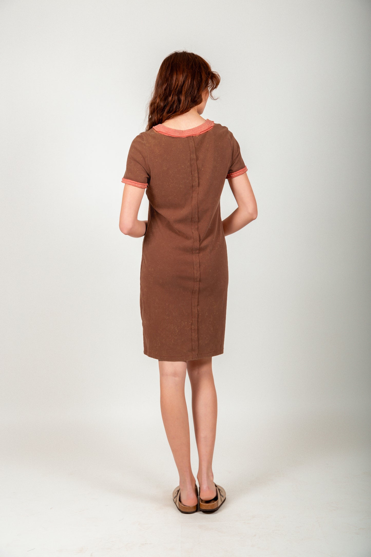 Classic Charm Ribbed Midi Dress(D2400016 Mineral Washed Rust )