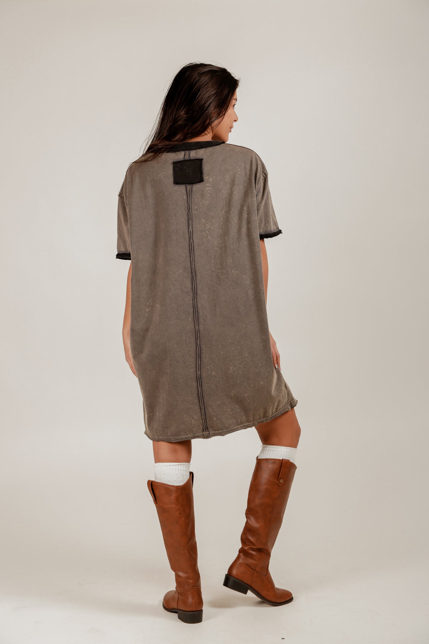 Champagne Hue Mineral-Washed Cotton Dress (D240007 Champagne)