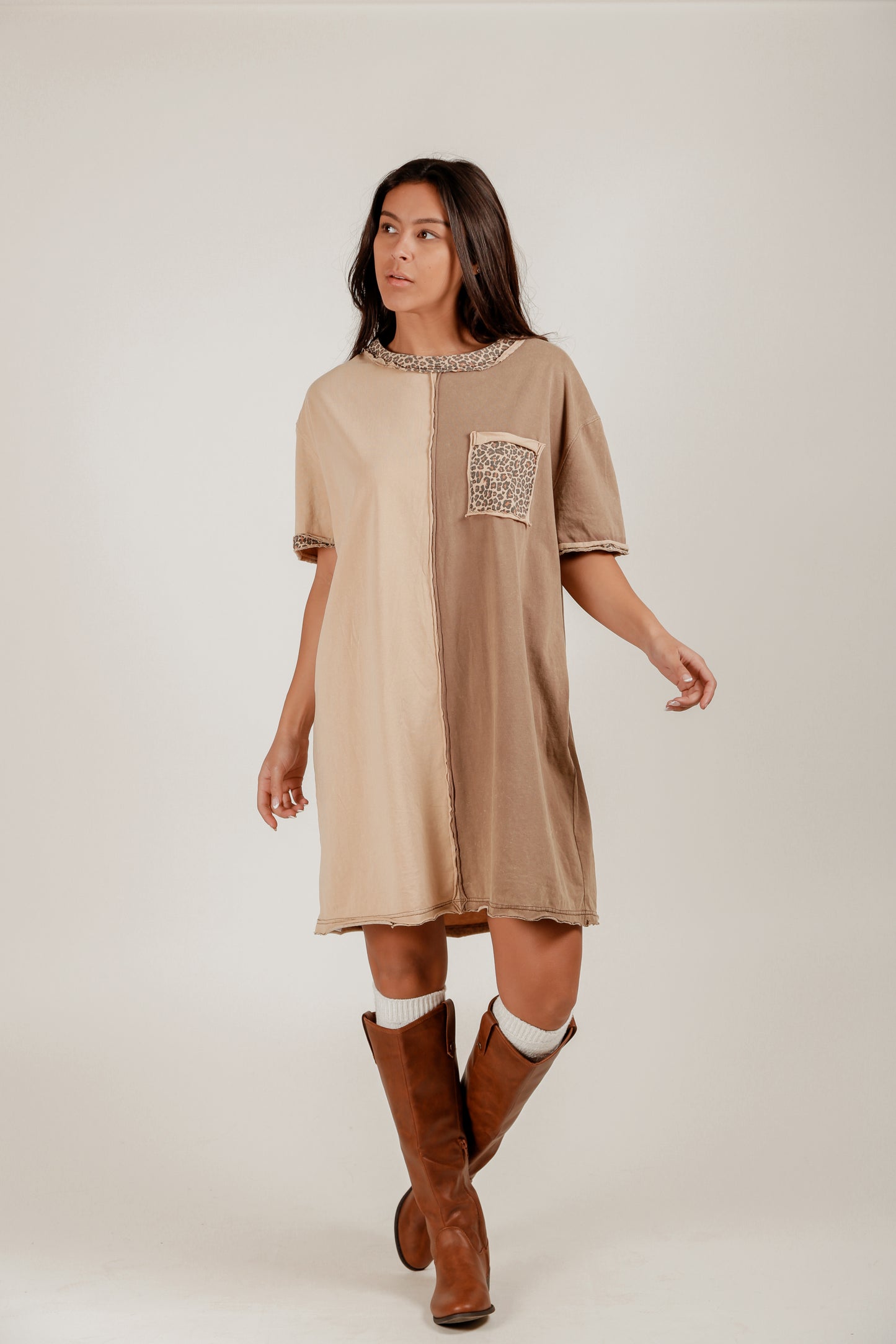 Champagne Hue Mineral-Washed Cotton Dress (D240007 Champagne)