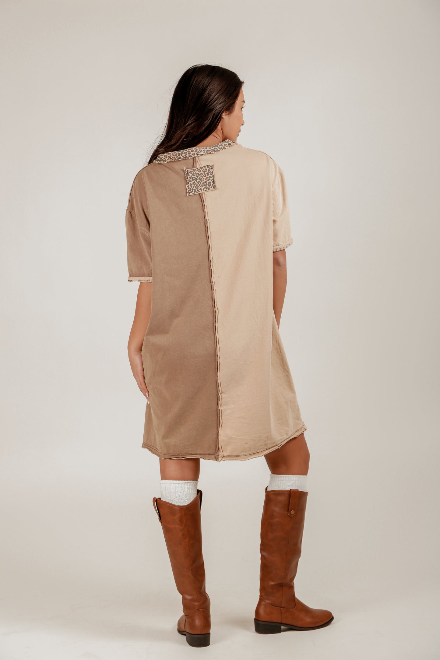 Champagne Hue Mineral-Washed Cotton Dress (D240007 Champagne)