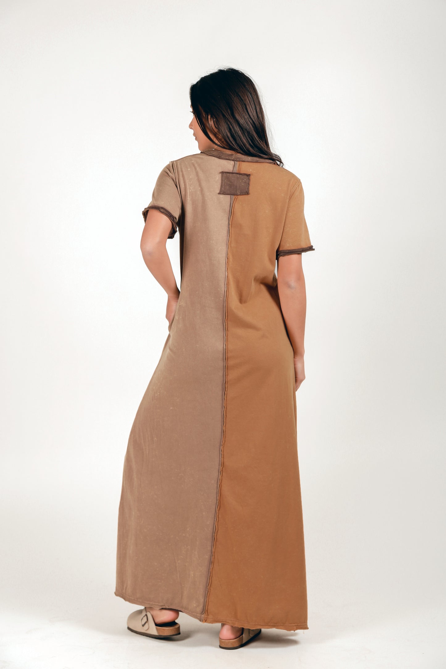 Purple And Levenda Patched Cotton Dress (D240010 Purple And Levenda )