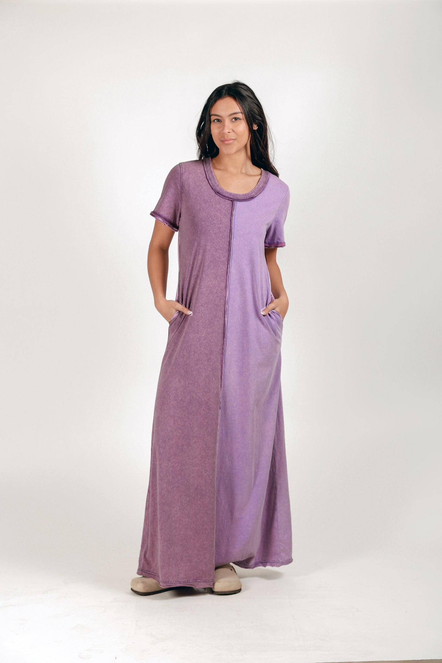 Purple And Levenda Patched Cotton Dress (D240010 Purple And Levenda )