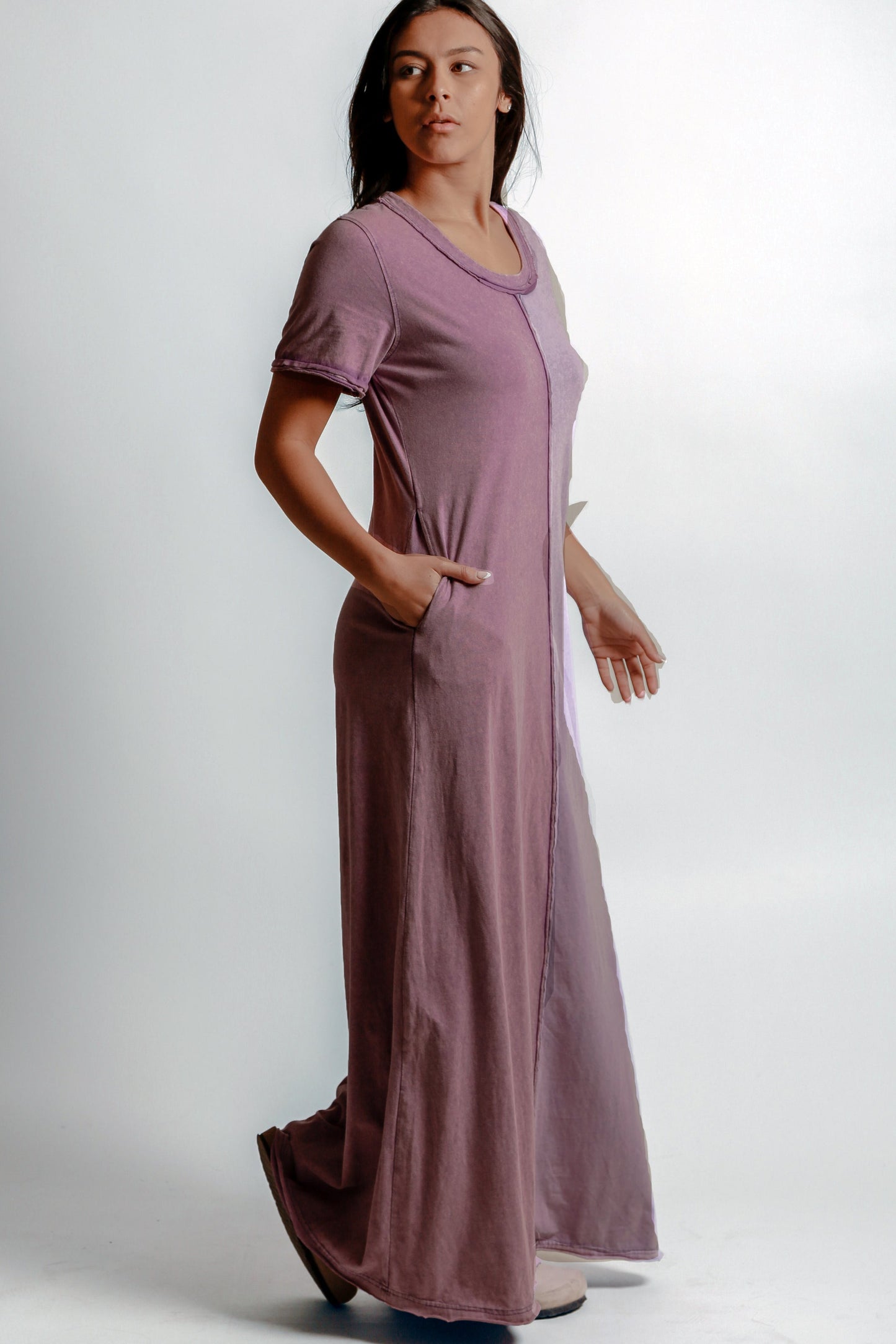 Purple And Levenda Patched Cotton Dress (D240010 Purple And Levenda )