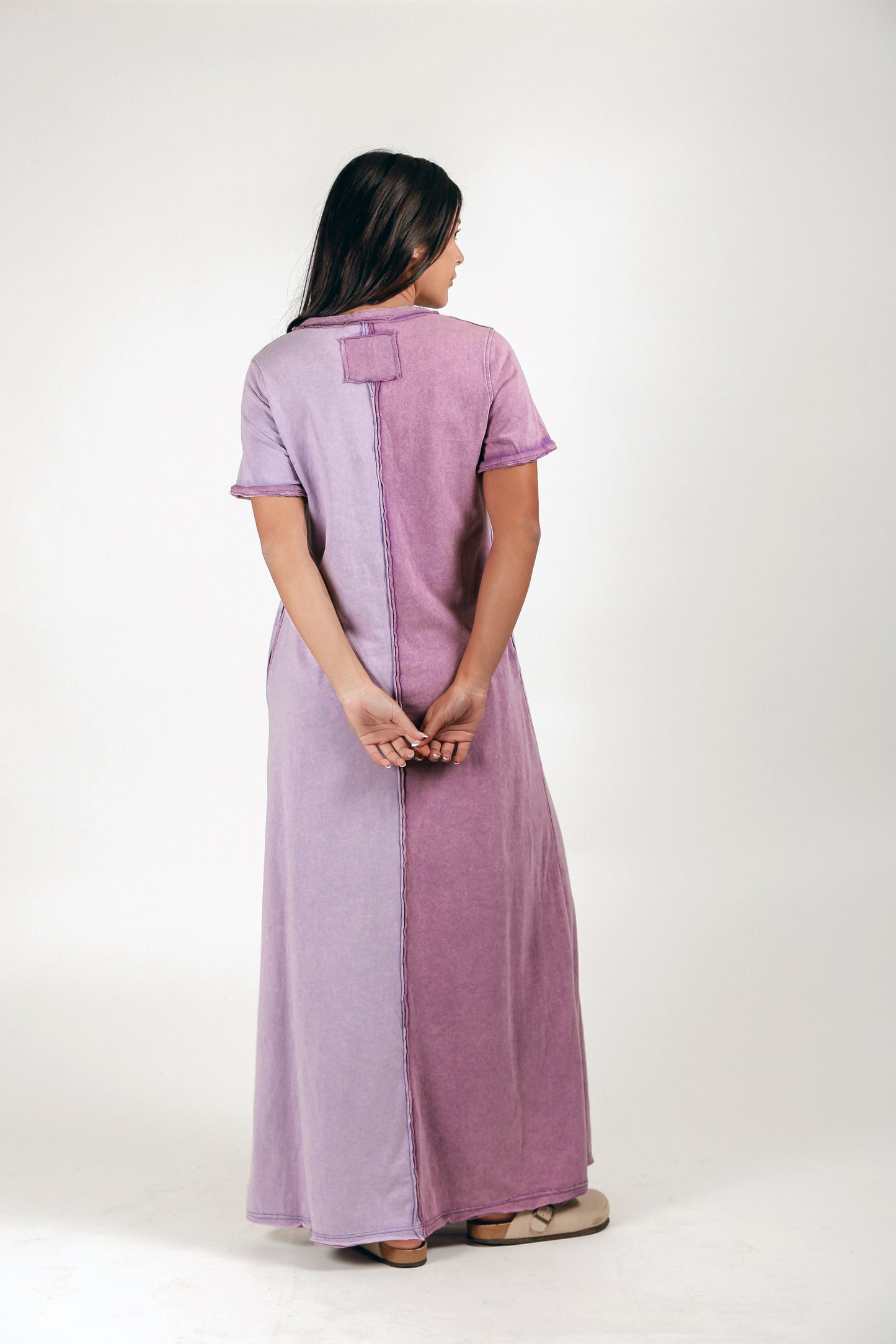 Purple And Levenda Patched Cotton Dress (D240010 Purple And Levenda )