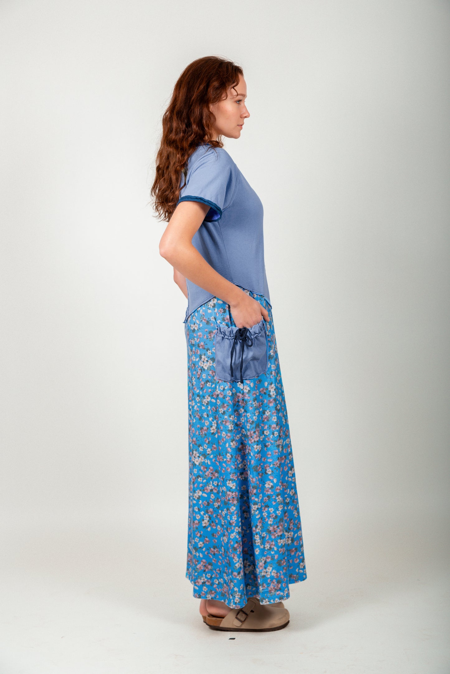 100% Cotton and Gauze Patched Maxi Dress (D240015 Champagne )