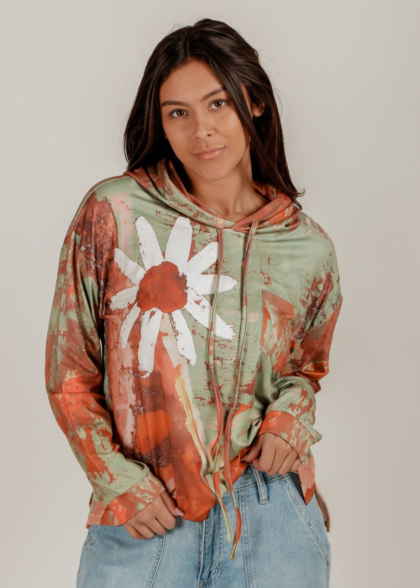 Flower Print Hoodie