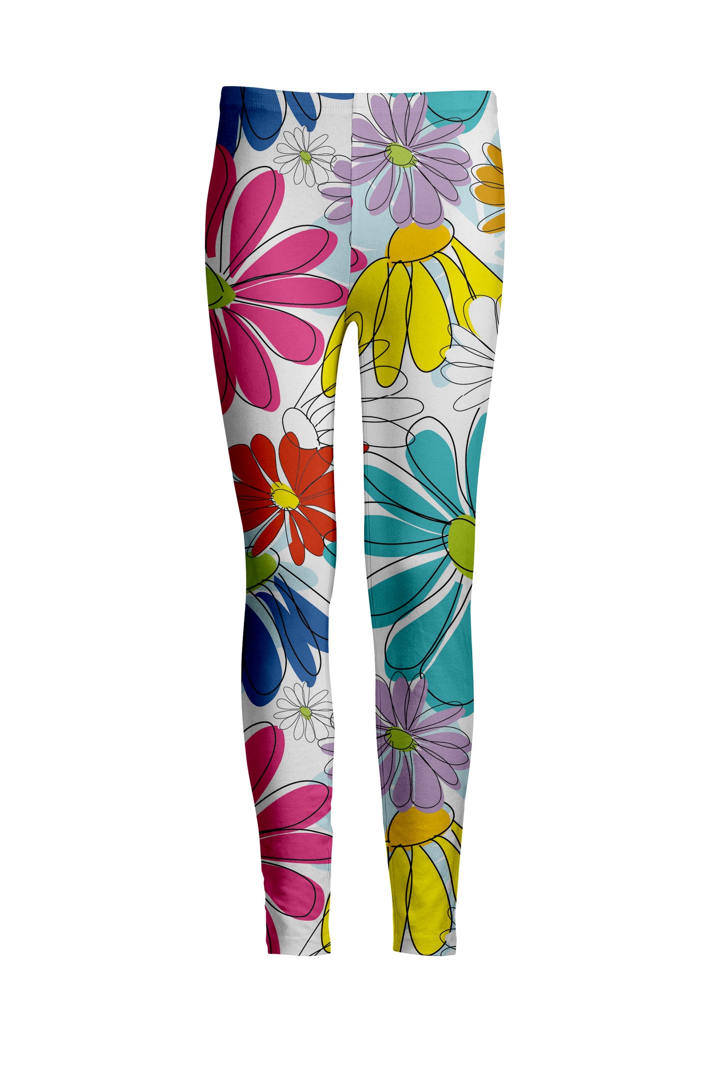 Bold Print Leggings-Blue Red