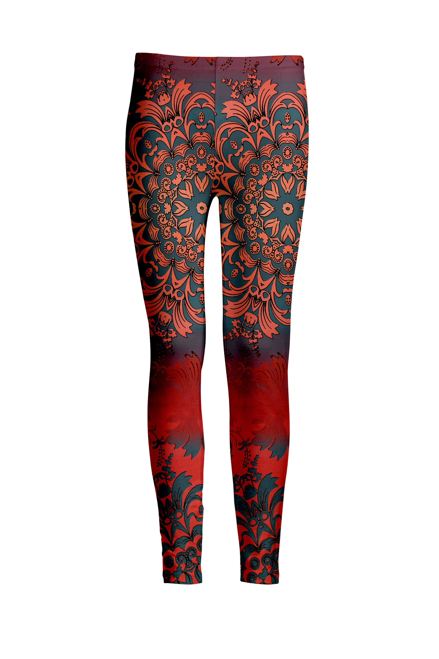 Bold Print Leggings-Green Black