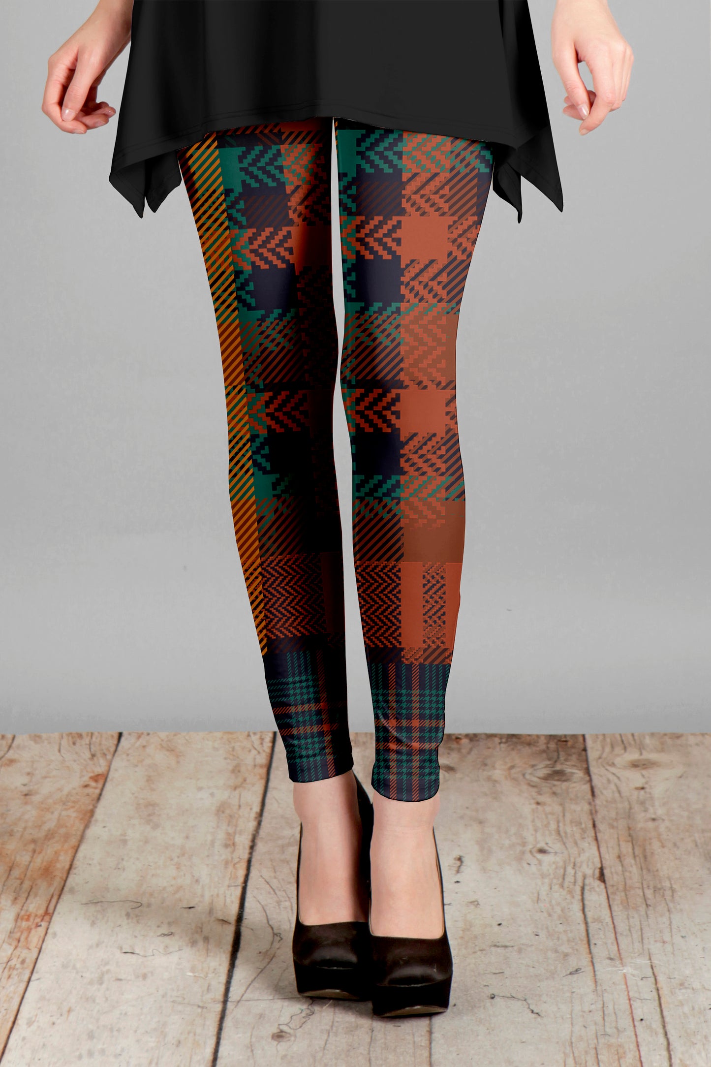 Bold Print Leggings-Black Pink