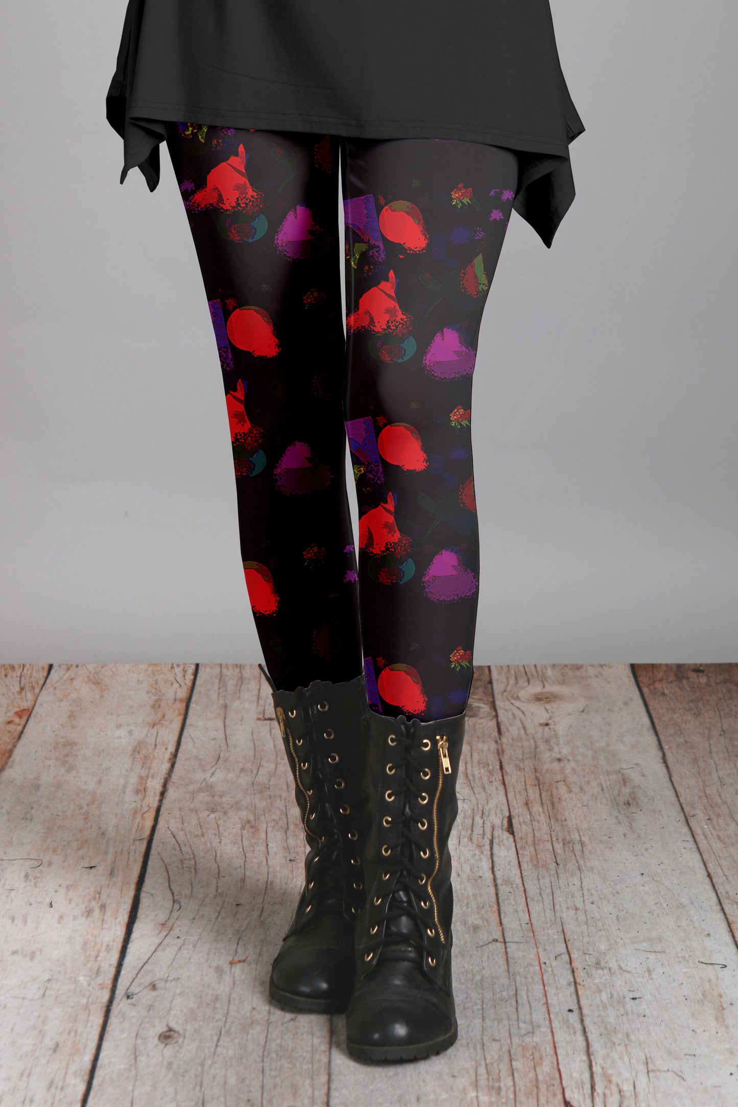 Bold Print Leggings-Red Navy