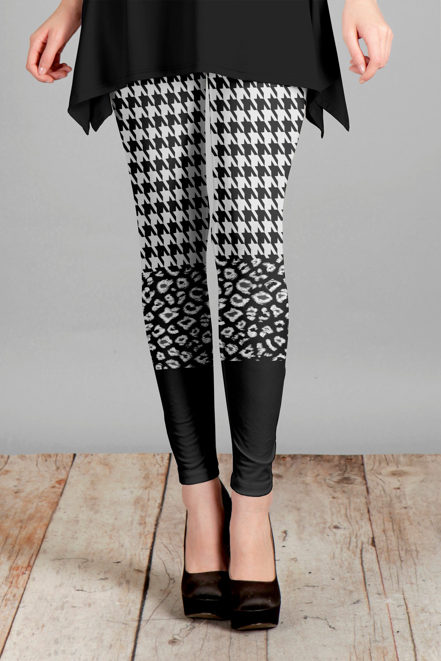 Bold Print Leggings-Brown Yellow