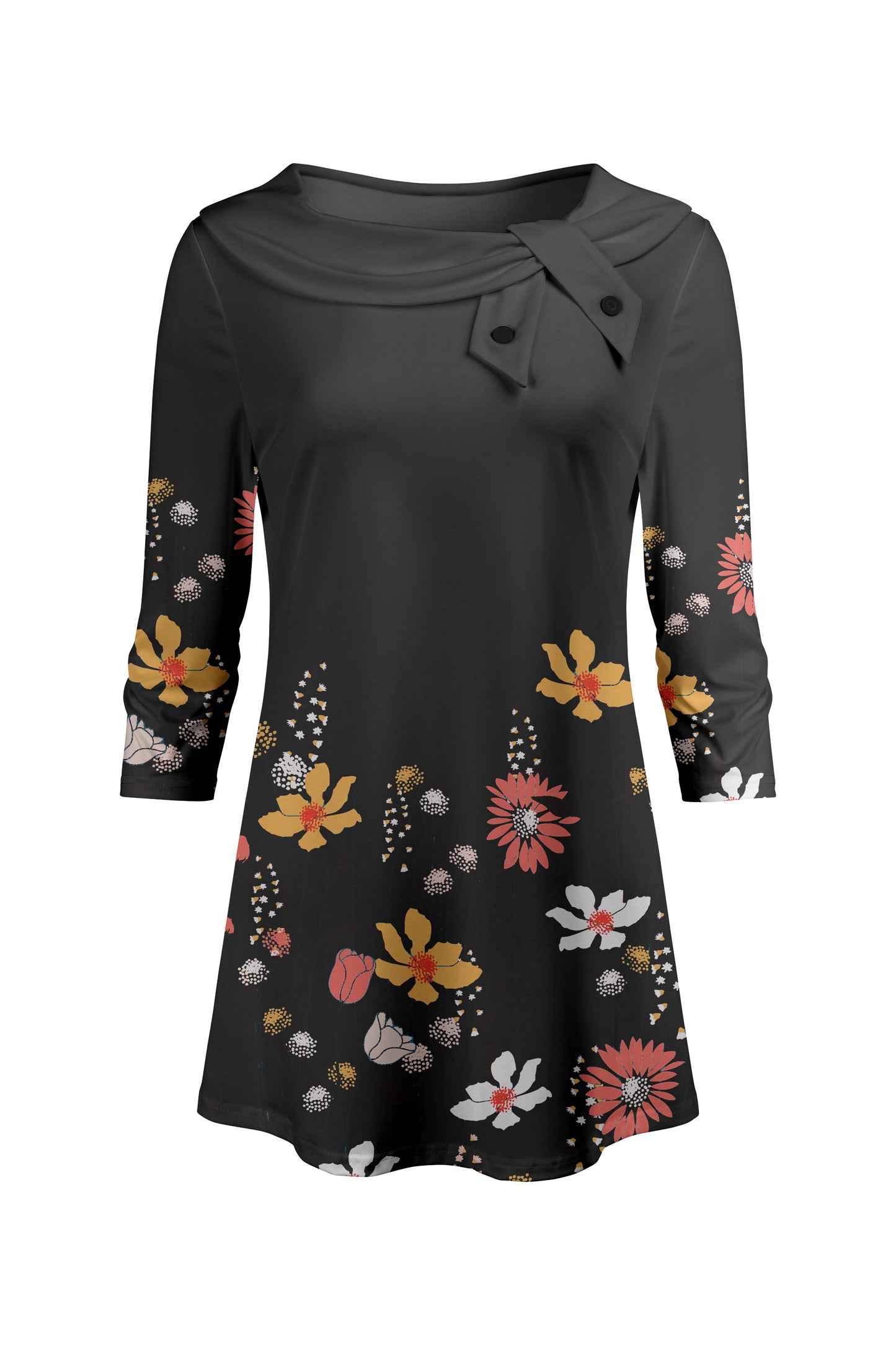 Bold Collar Printed Tunic-Yellow Multi