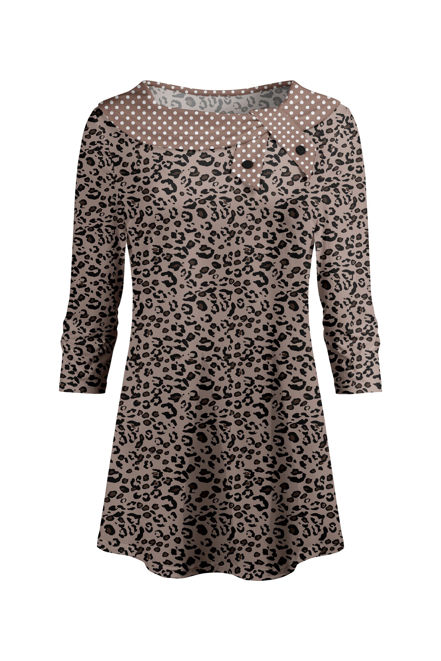 Bold Collar Printed Tunic-Red