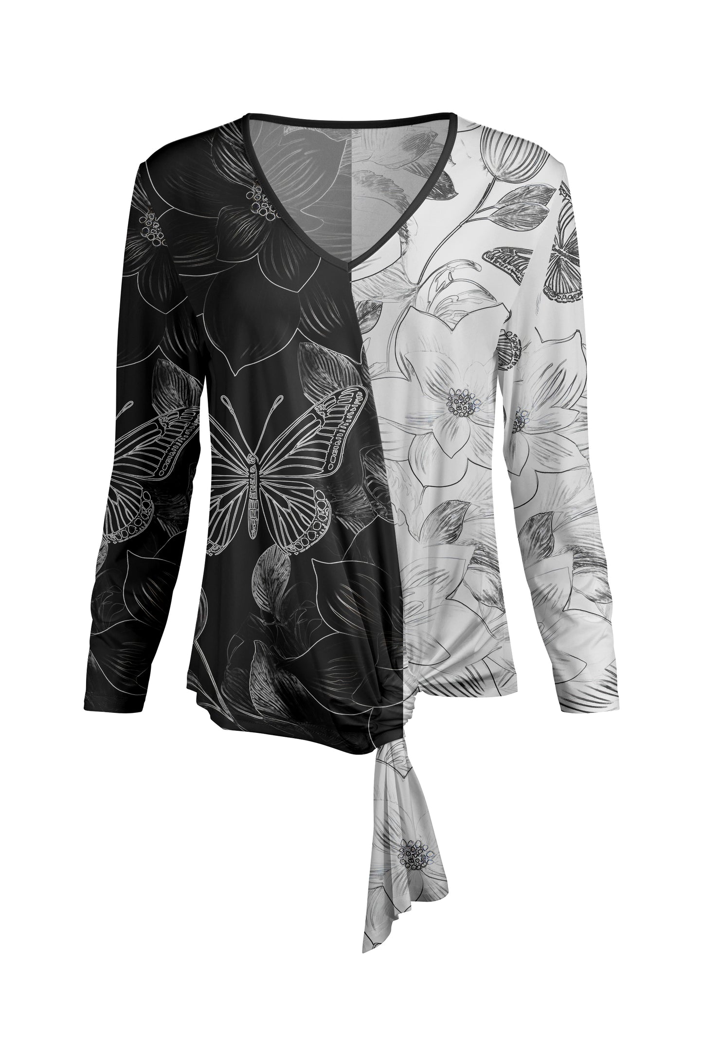 Twisted Hem Tie Tunic-Grey
