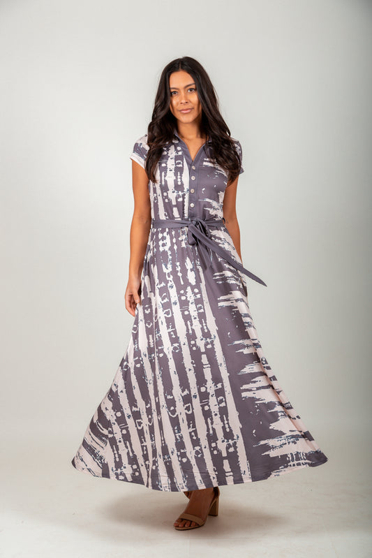 Brown Abstract Maxi Dress