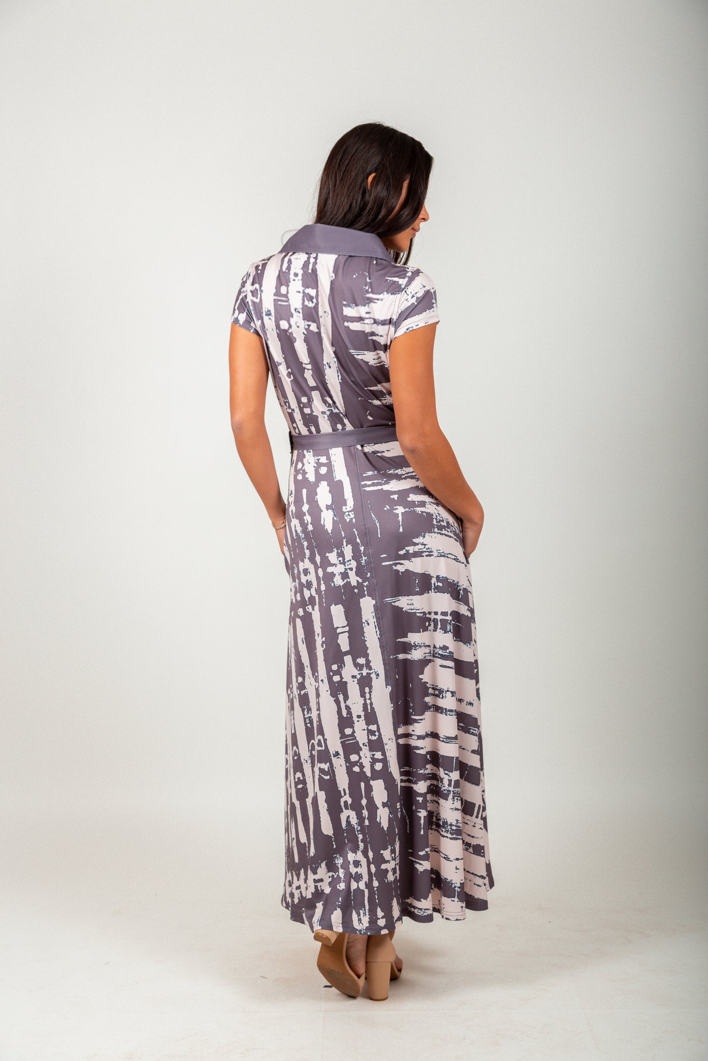 Navy White Floral Maxi Dress