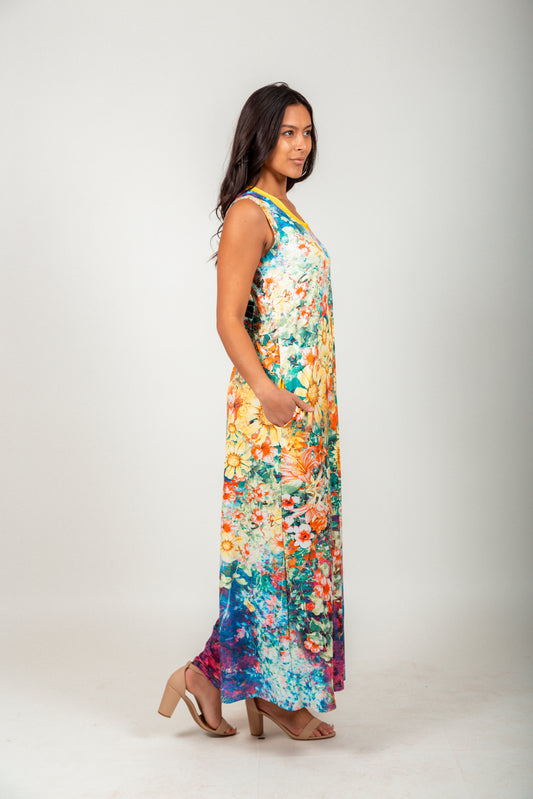 Garden Bloom Sleeveless Maxi Dress
