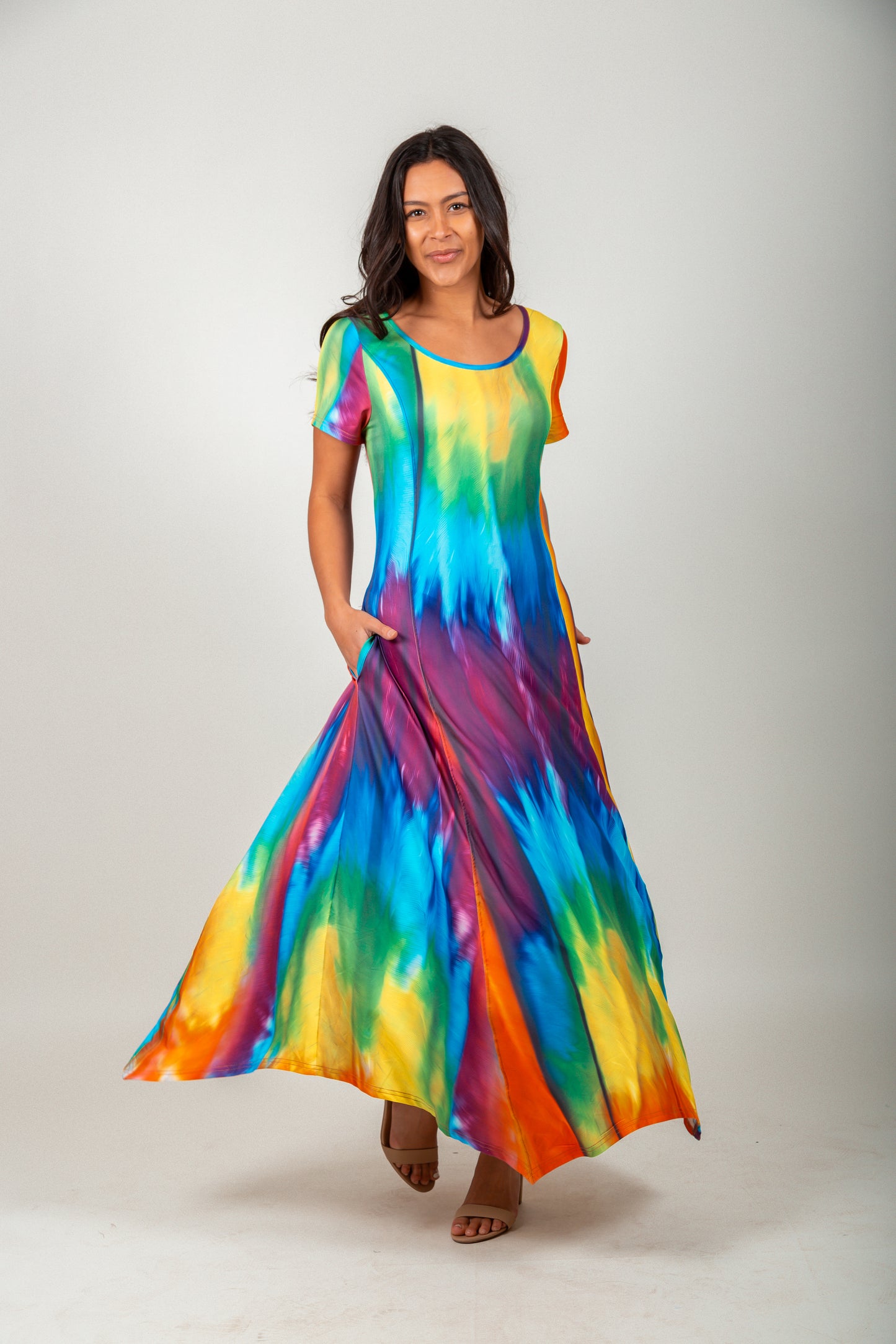 Beige Orange Boho Patchwork- Maxi Dress