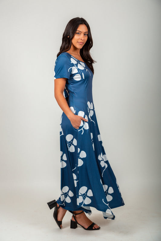 Navy Floral Patchwork- Maxi Dress