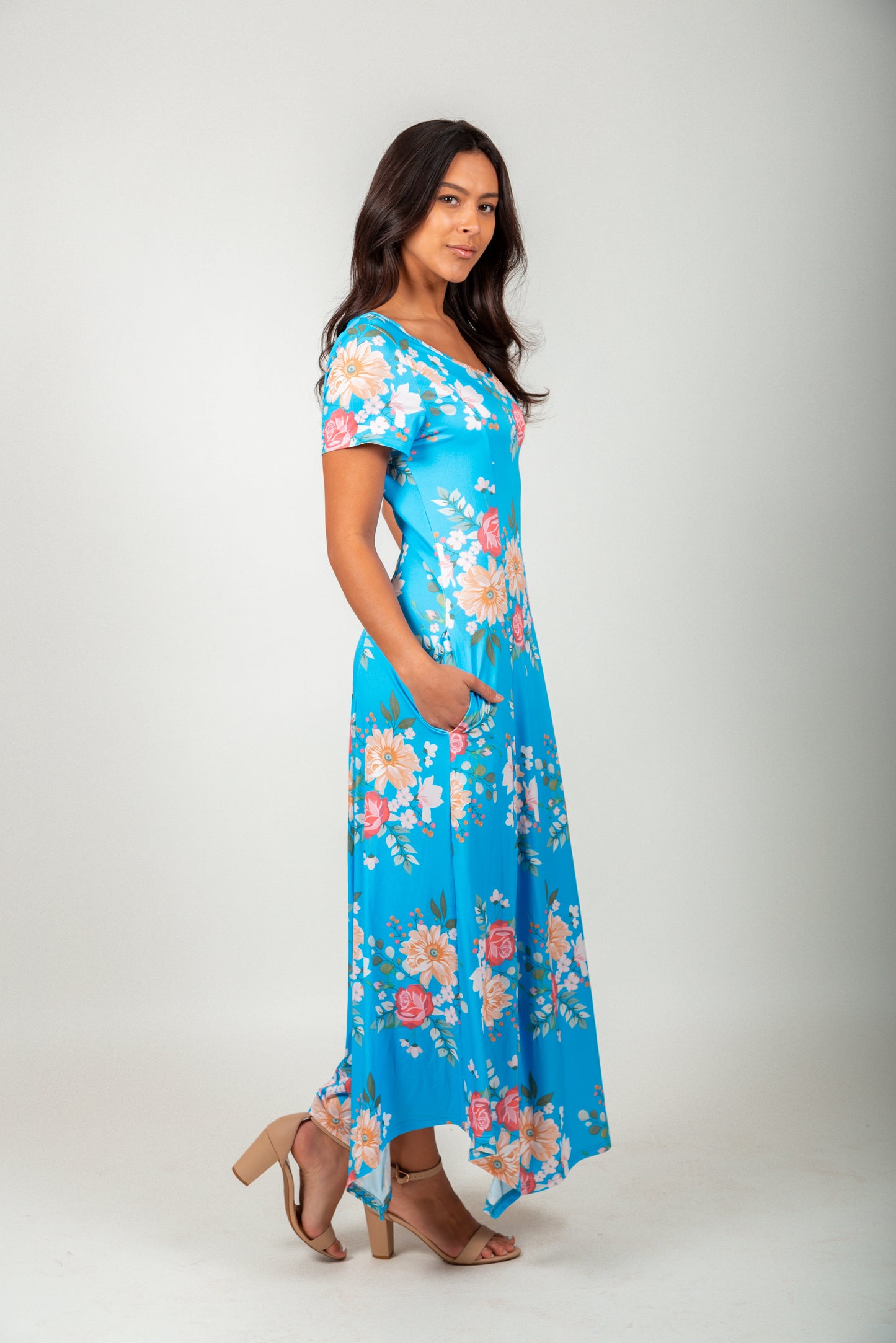 Turquoise Floral Patchwork- Maxi Dress