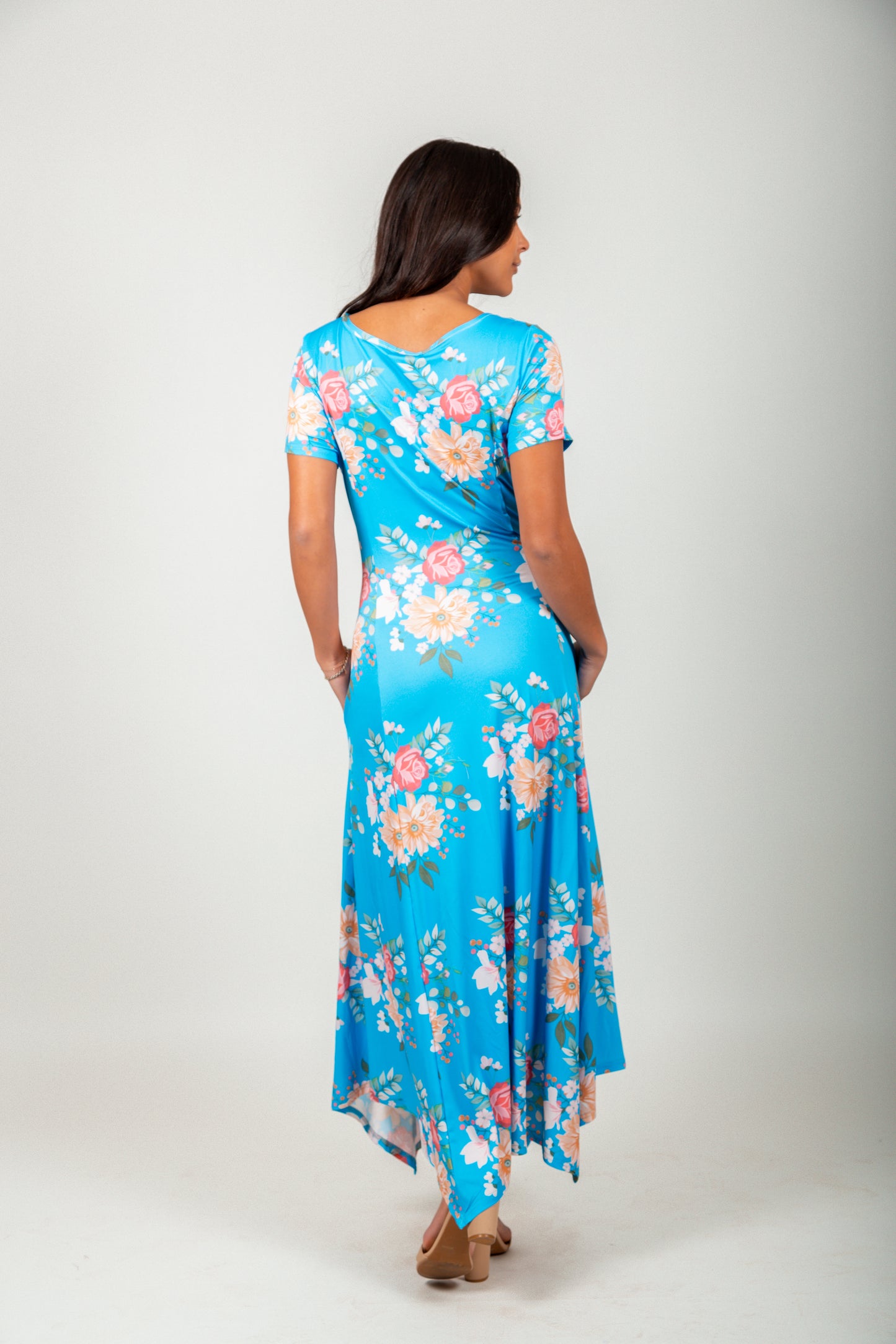 Turquoise Floral Patchwork- Maxi Dress