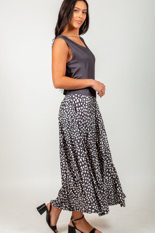 Chocolate Brown Dot Pattern Tank Top Maxi Dress