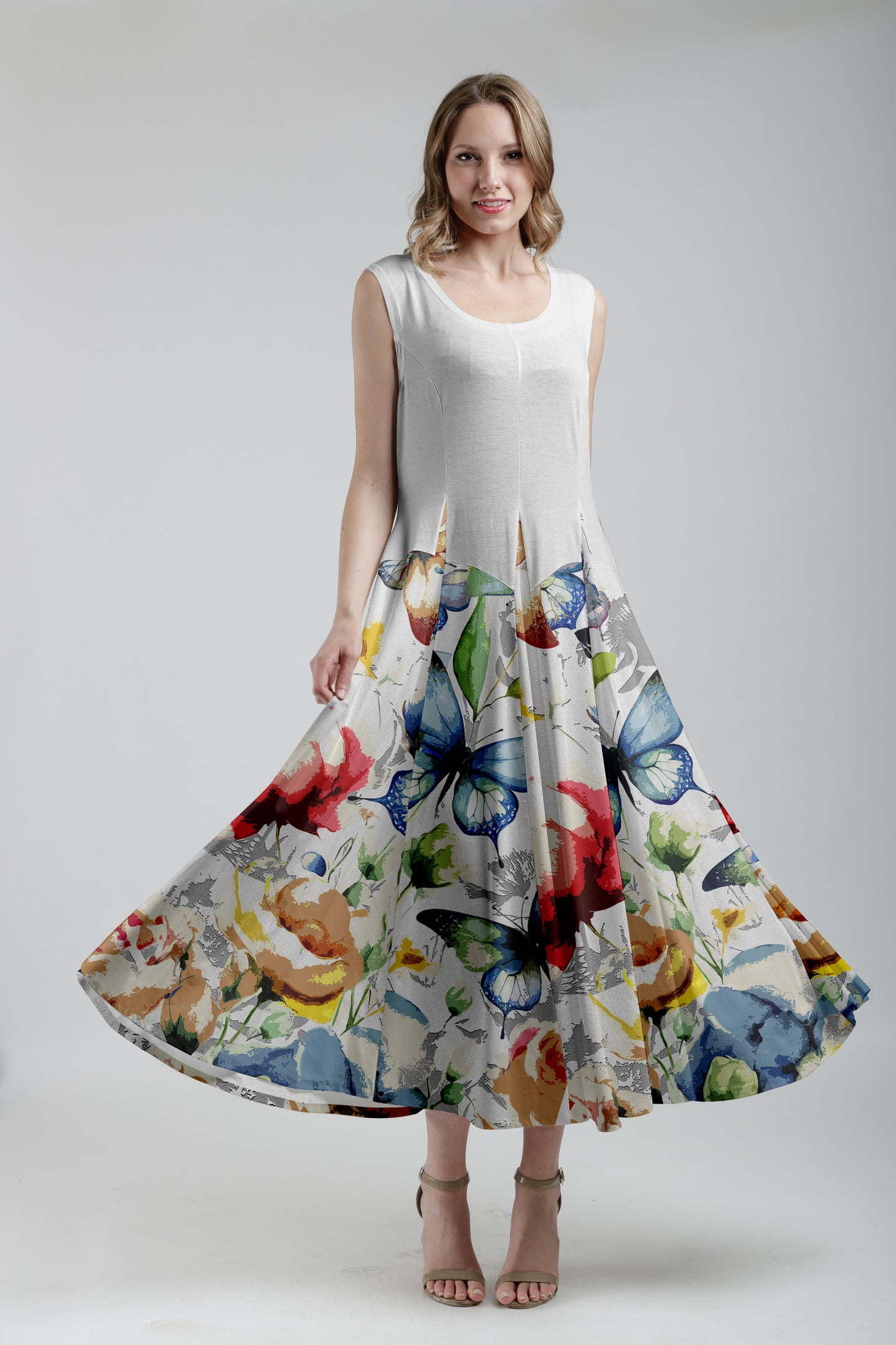 Sleeveless Patchwork Maxi Dress -Black Rust