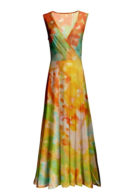 Elegant Flowy Maxi Dress-Navy White
