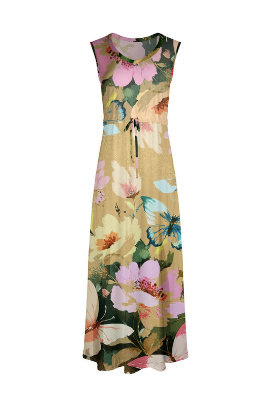 Classic A-Line Maxi Dress -Navy White