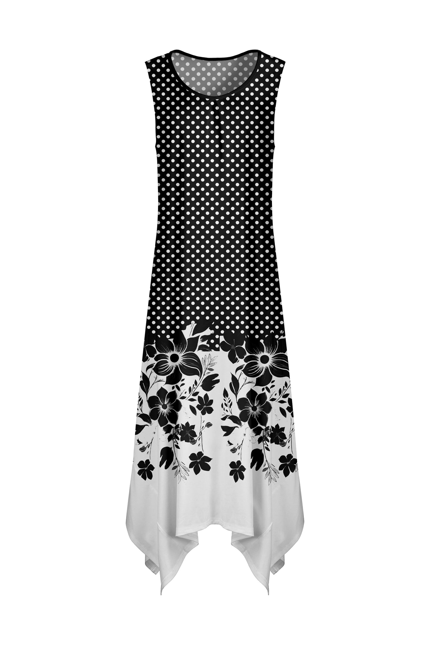 Flowy Scarf-Bottom Maxi Dress-Black