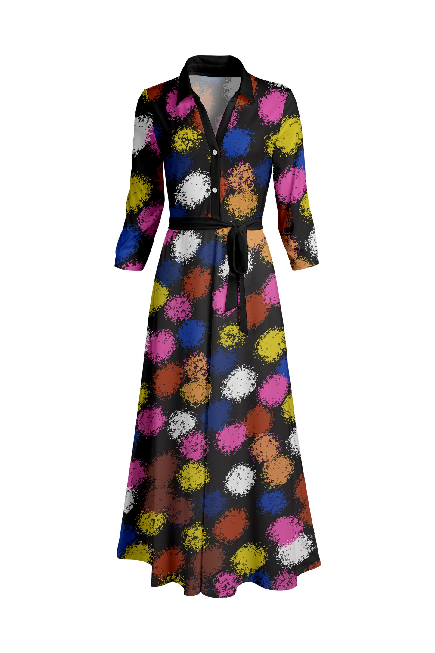 Elegant Long-Sleeve Maxi Dress-Pink White Floral