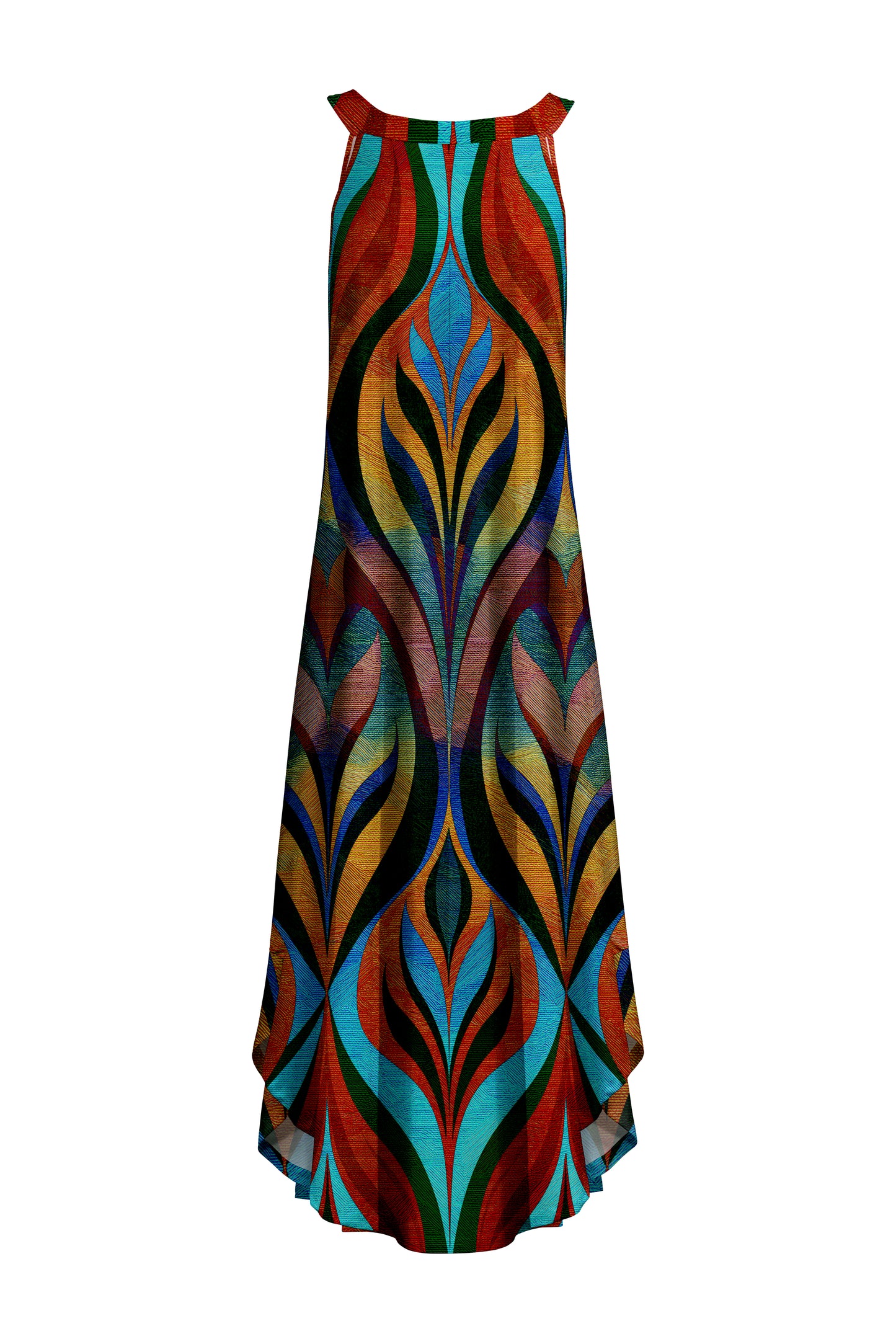 Effortless Sleeveless Maxi Dress-Navy White Floral