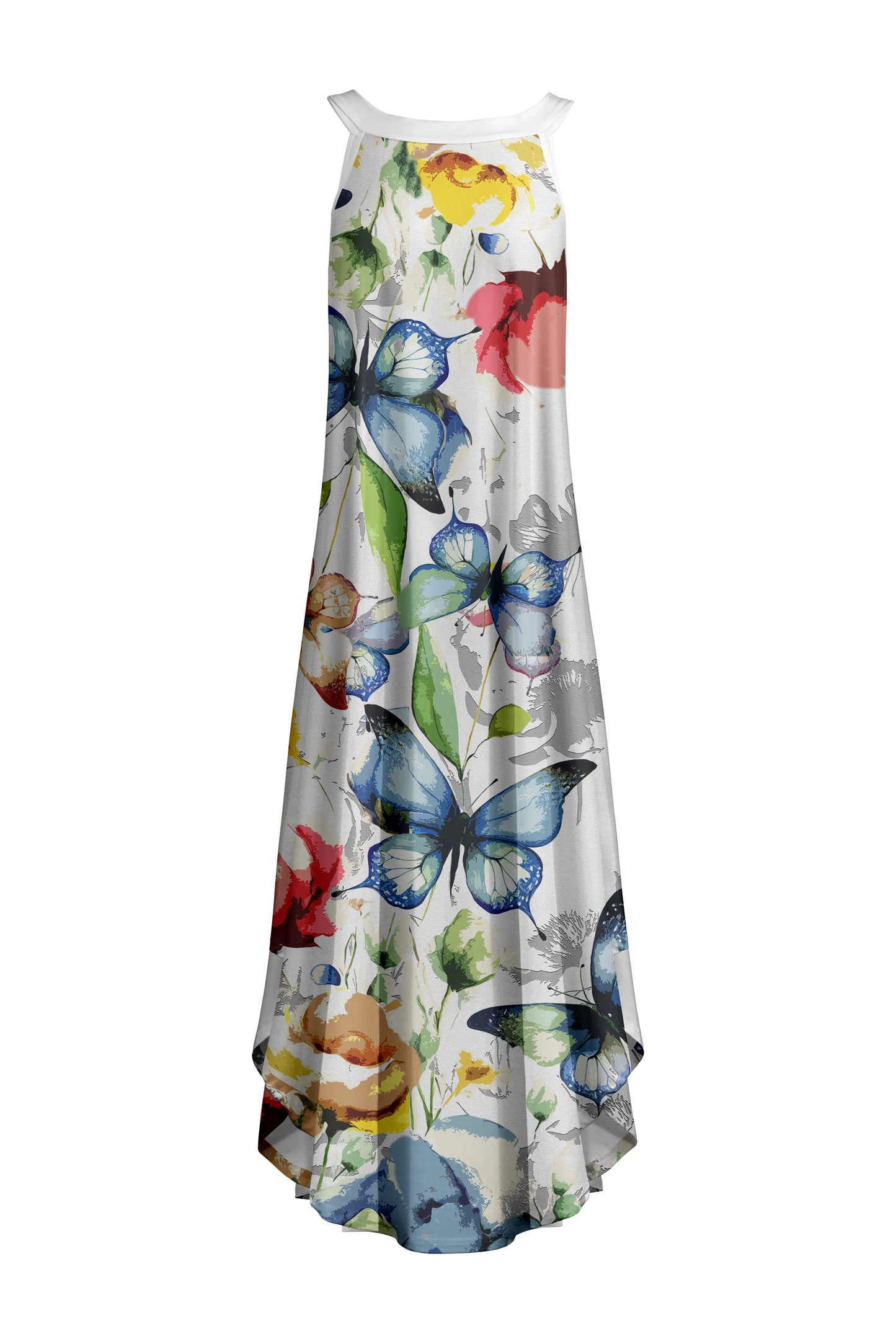 Effortless Sleeveless Maxi Dress-Navy White Floral