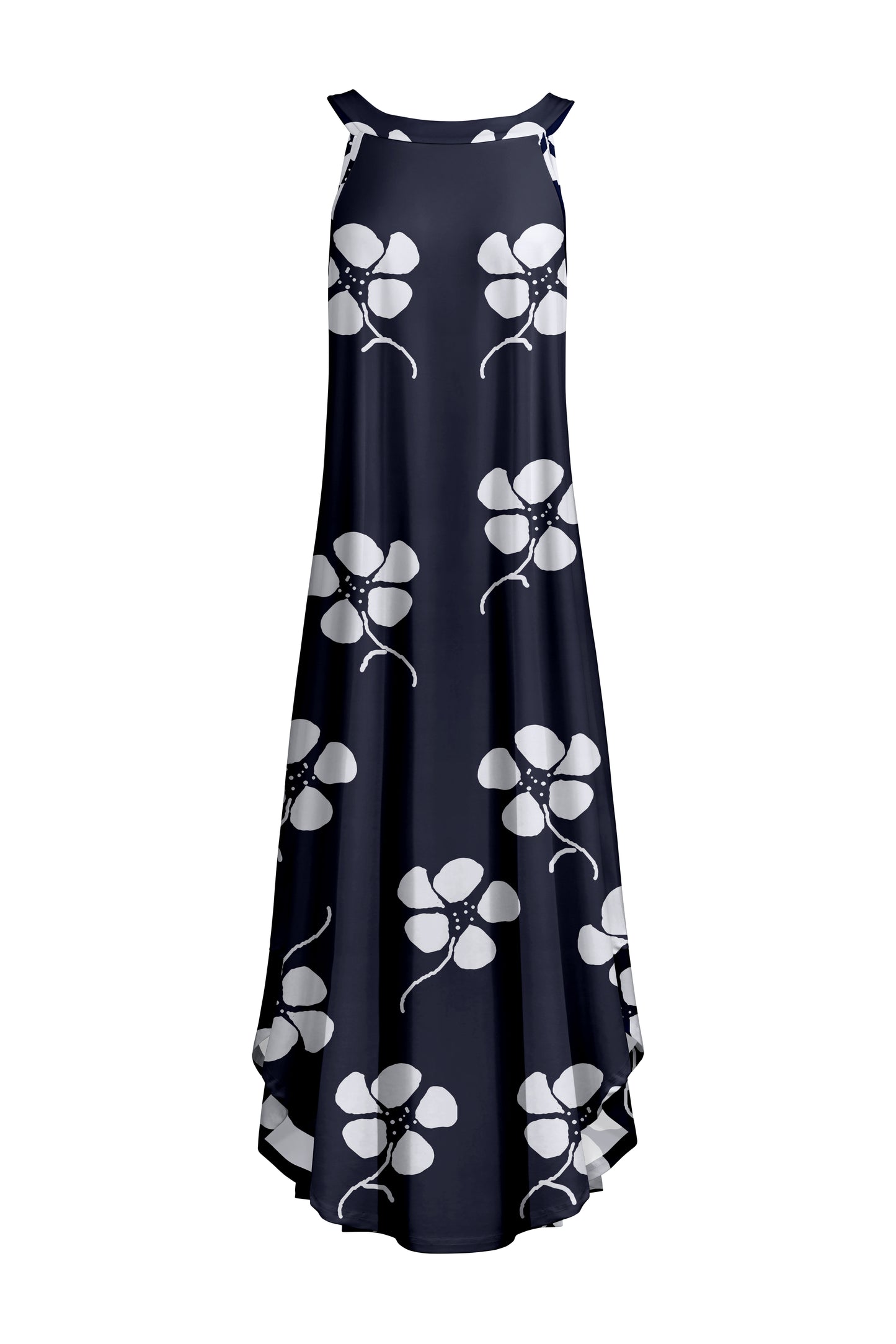 Effortless Sleeveless Maxi Dress-Navy White Floral