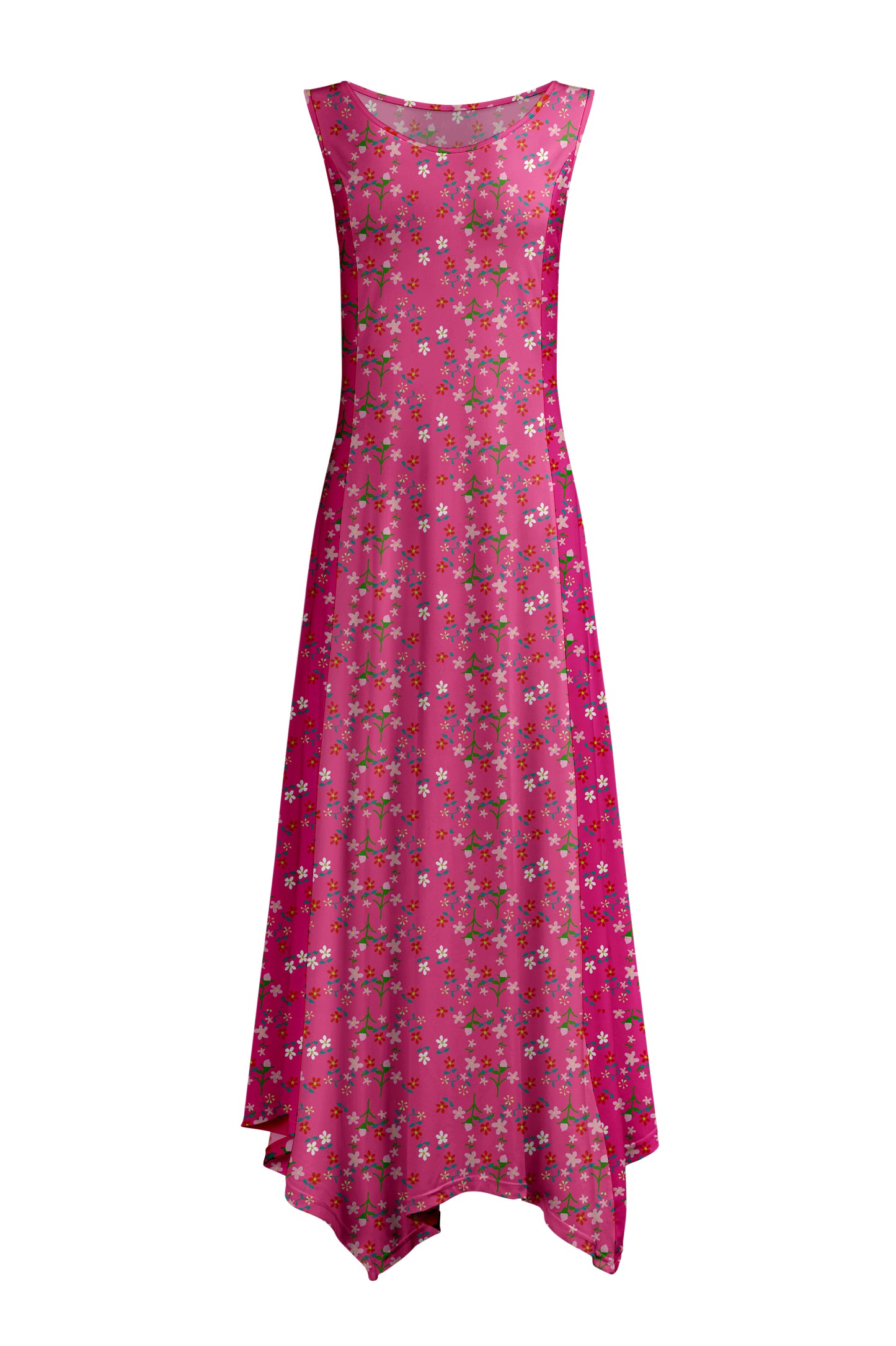 Elegant Patchwork Maxi Dress with Scarf Hem-Blue Patched Patterns