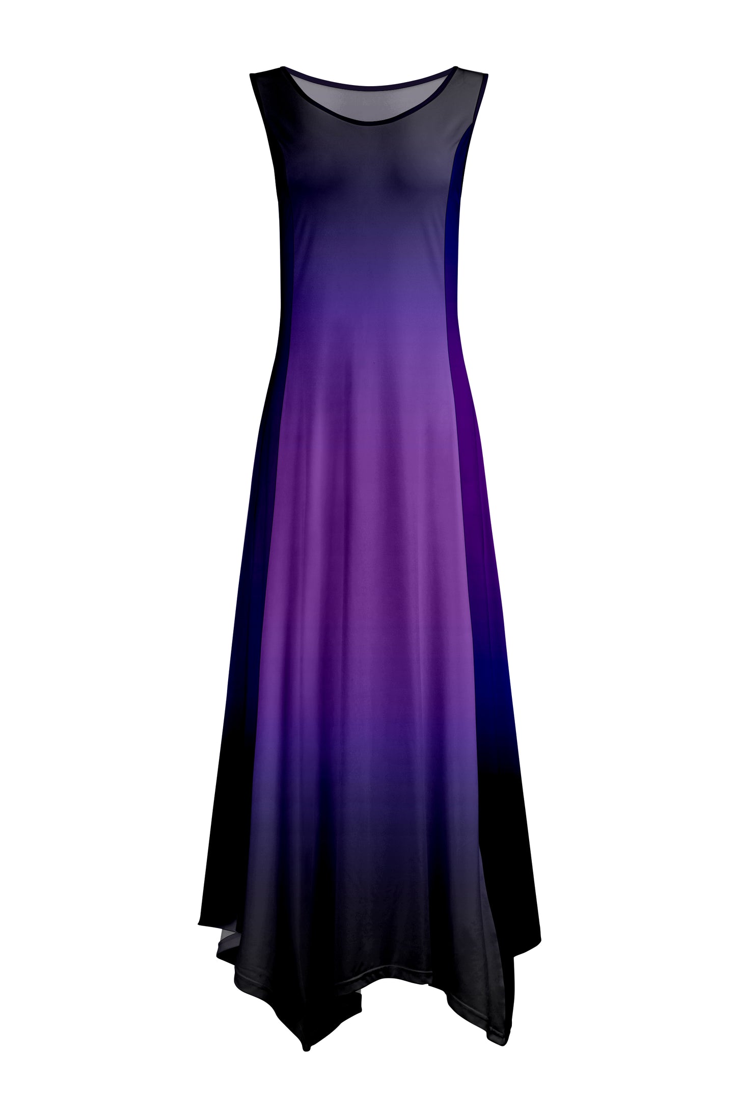 Elegant Patchwork Maxi Dress with Scarf Hem-Blue Patched Patterns