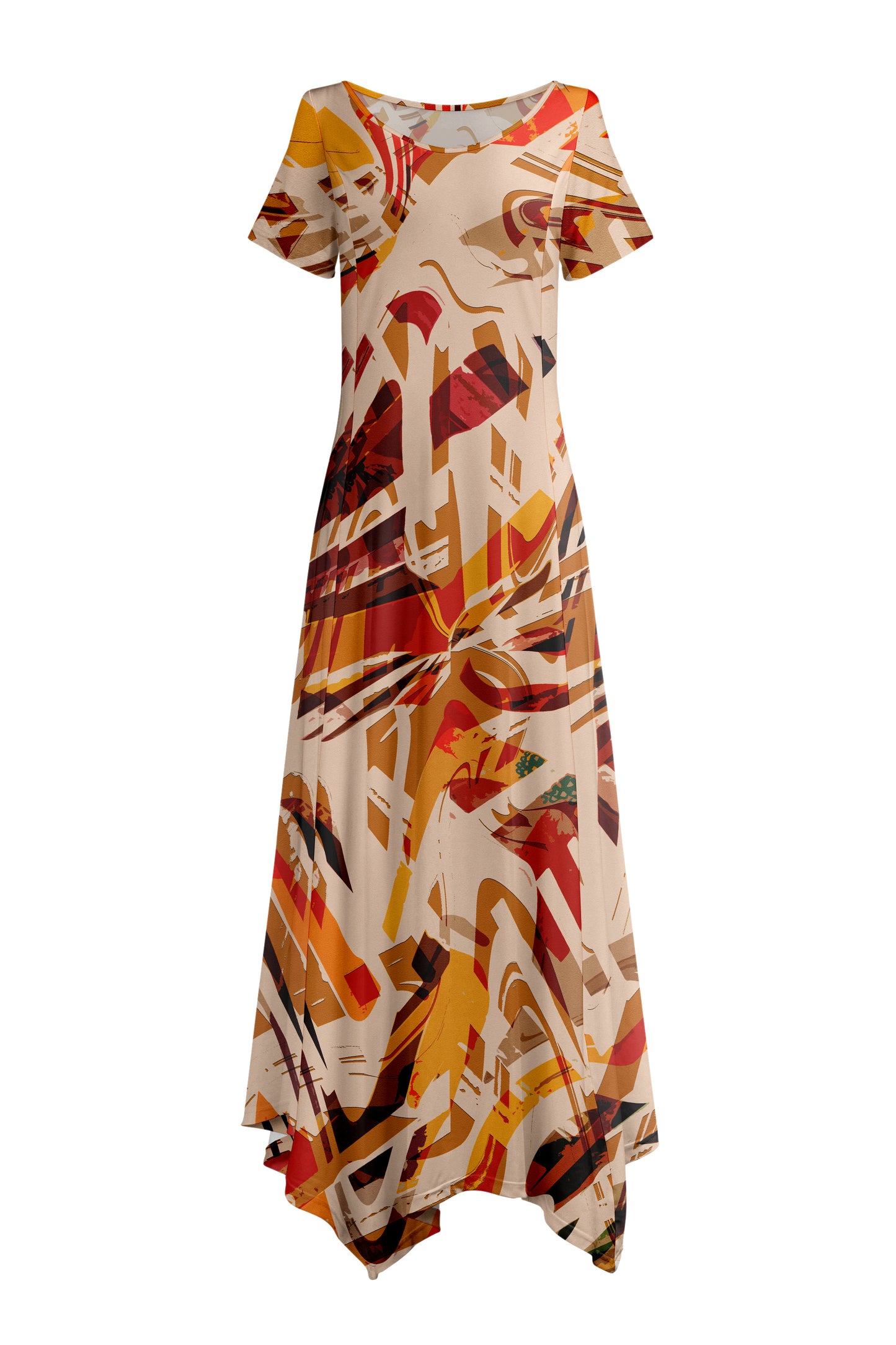 Elegant Patchwork Maxi Dress with Scarf Hem-Turquoise Pink Vintage Floral