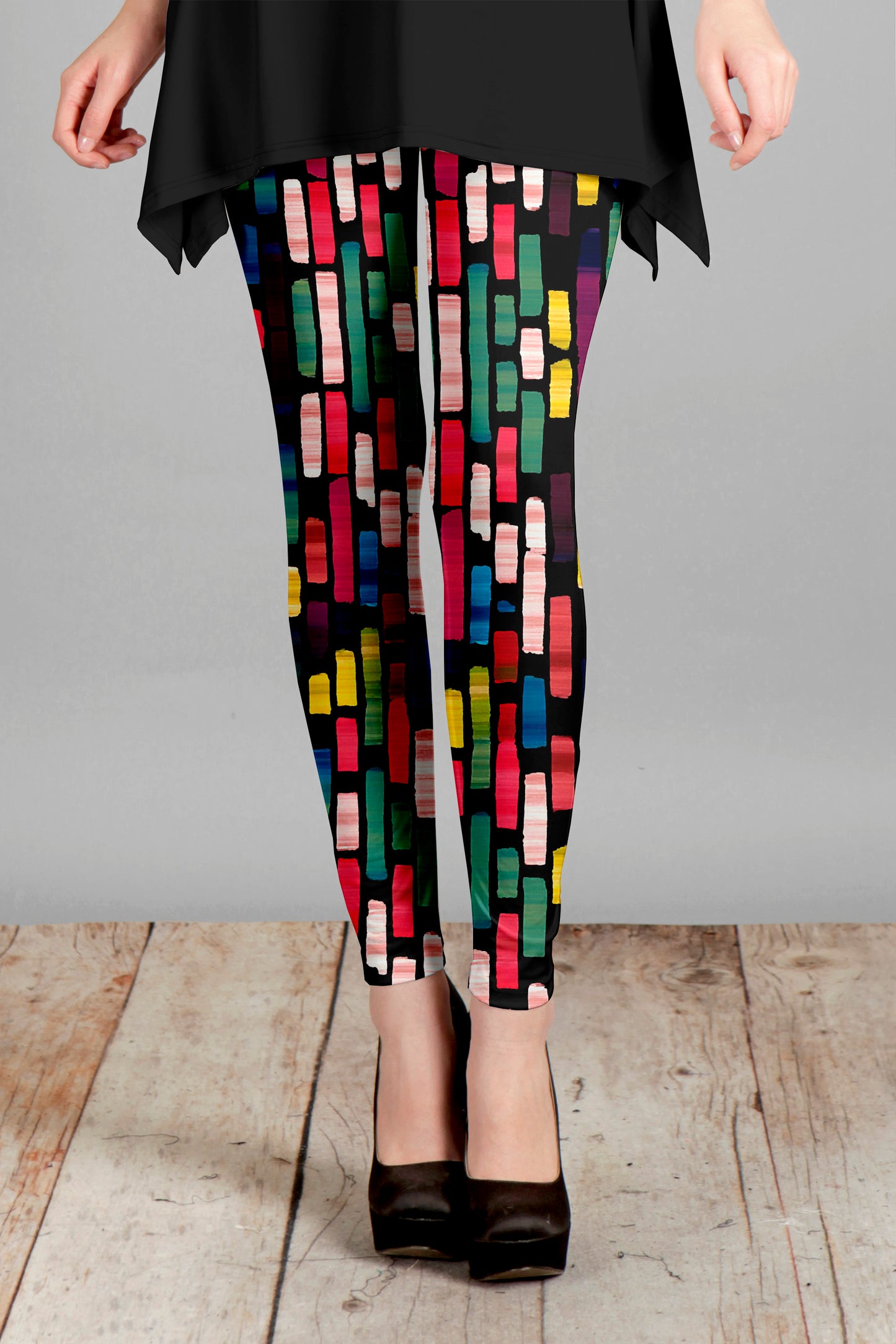 Soft Printed Leggings - Purple Black