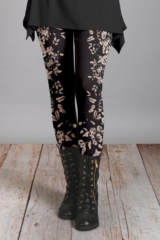 Soft Printed Leggings - Black Multi Floral