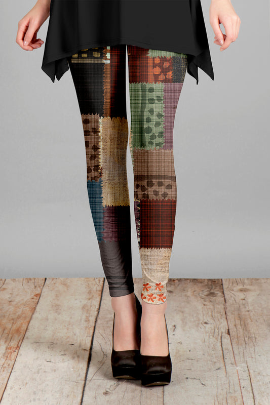 Soft Printed Leggings - Purple Black