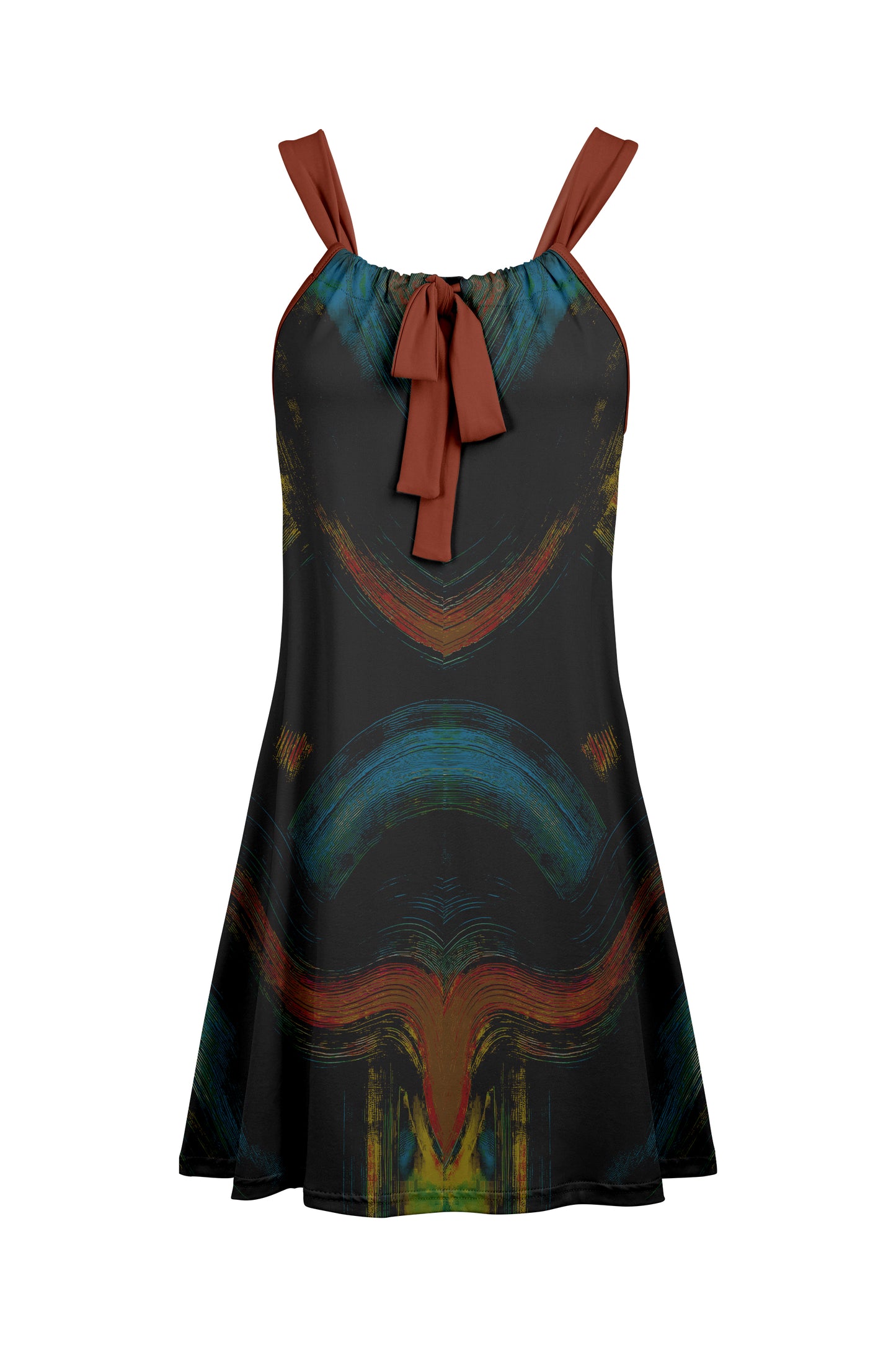 Sleeveless Tunic with Shoulder Straps & Front Tie Daisy Floral