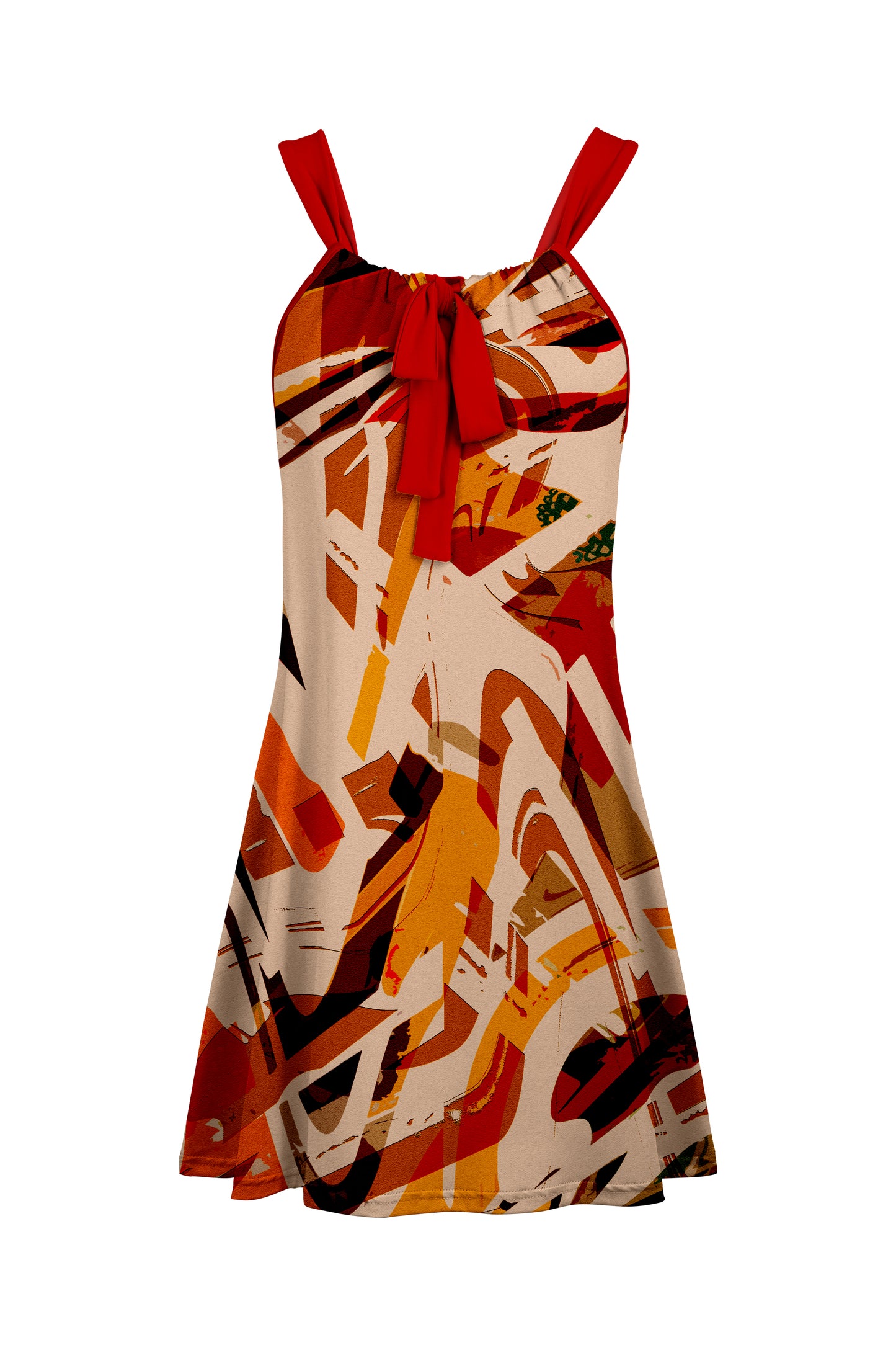 Sleeveless Tunic with Shoulder Straps & Front Tie Daisy Floral