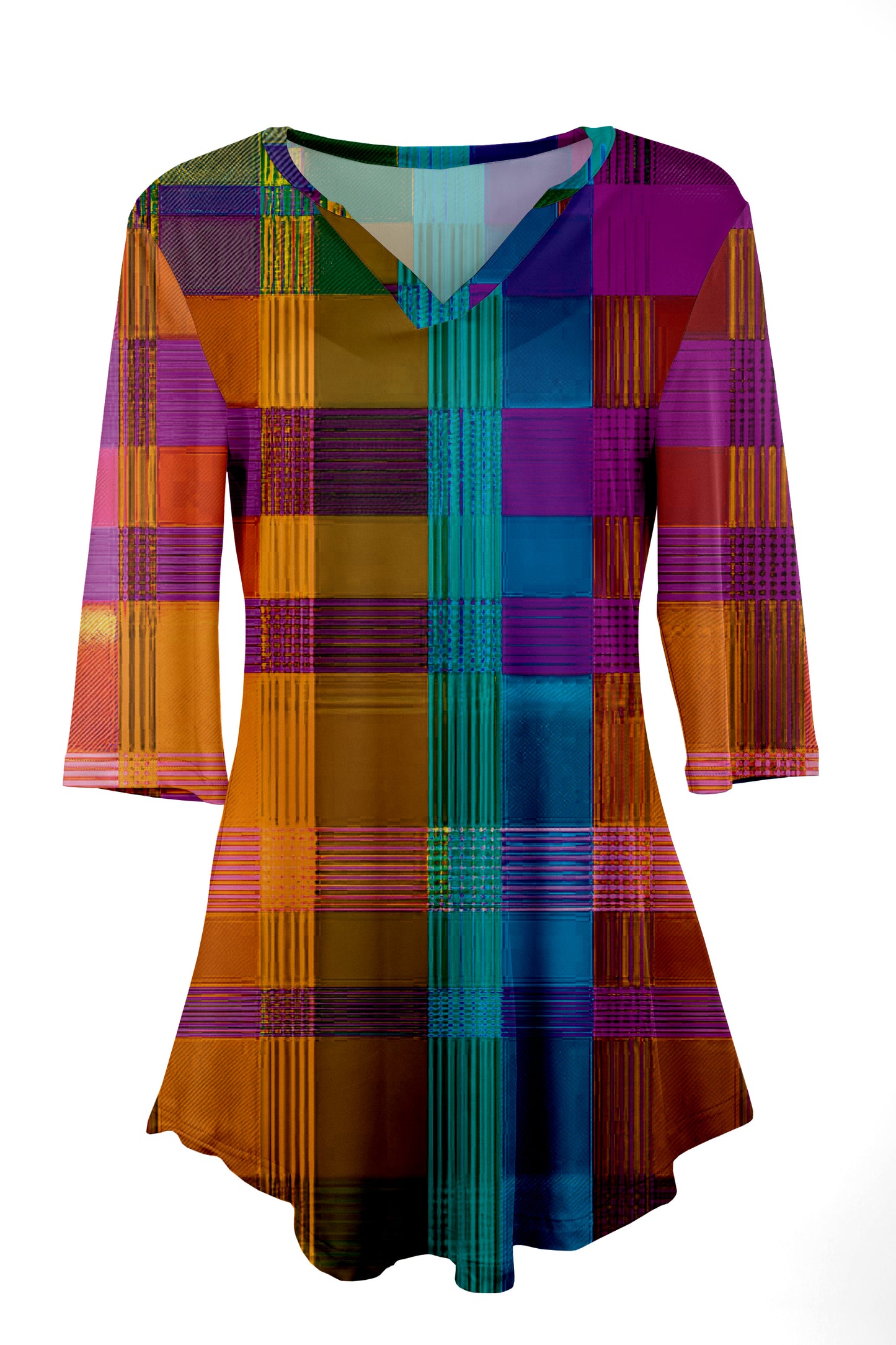 Classic Notch Neck Tunic Patchwork Groovy