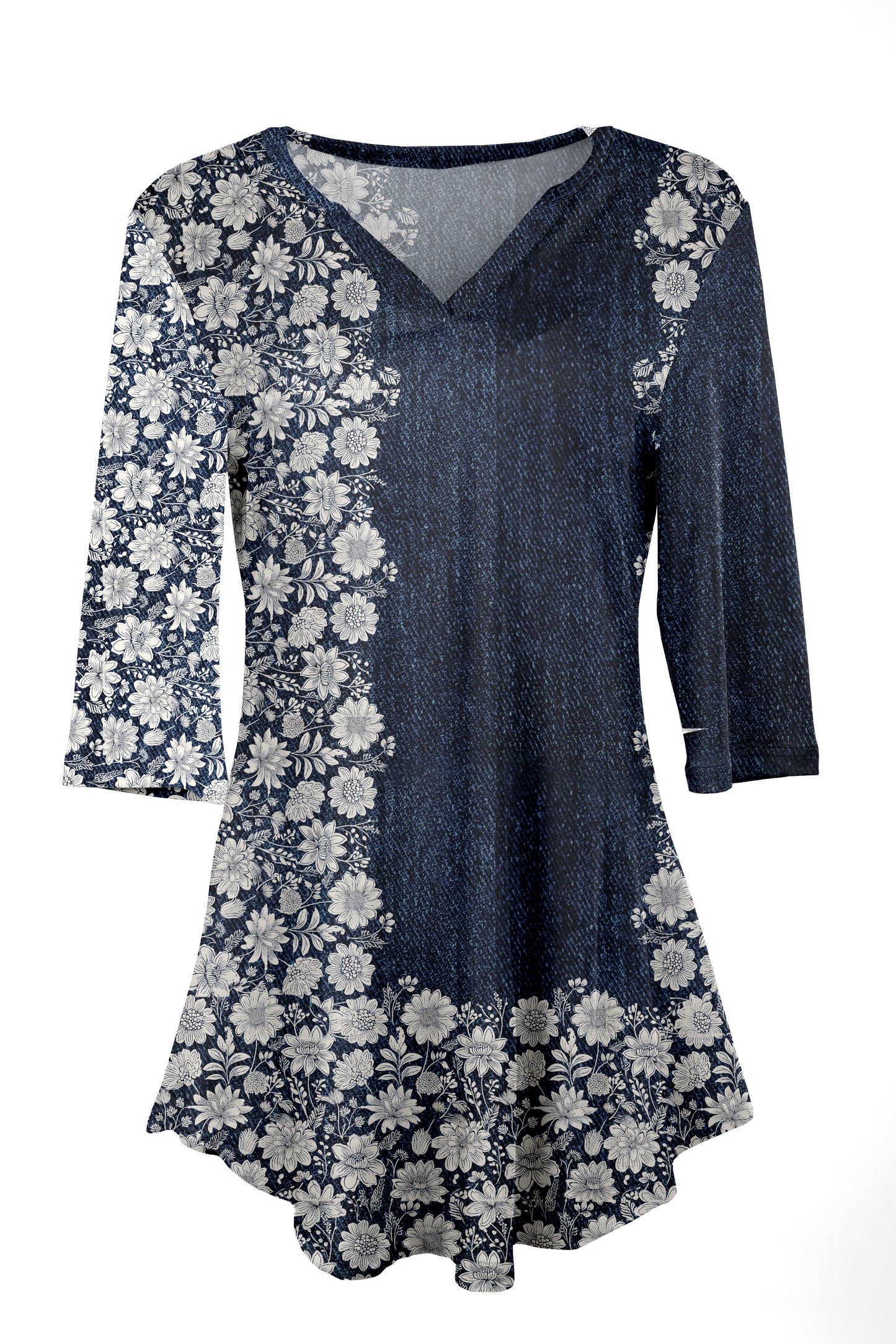 Classic Notch Neck Tunic Patchwork Groovy