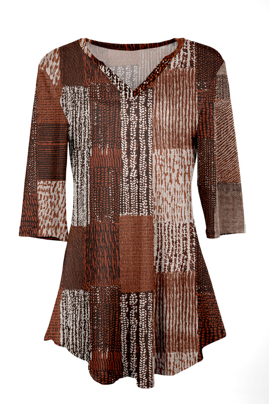 Classic Notch Neck Tunic Patchwork Groovy
