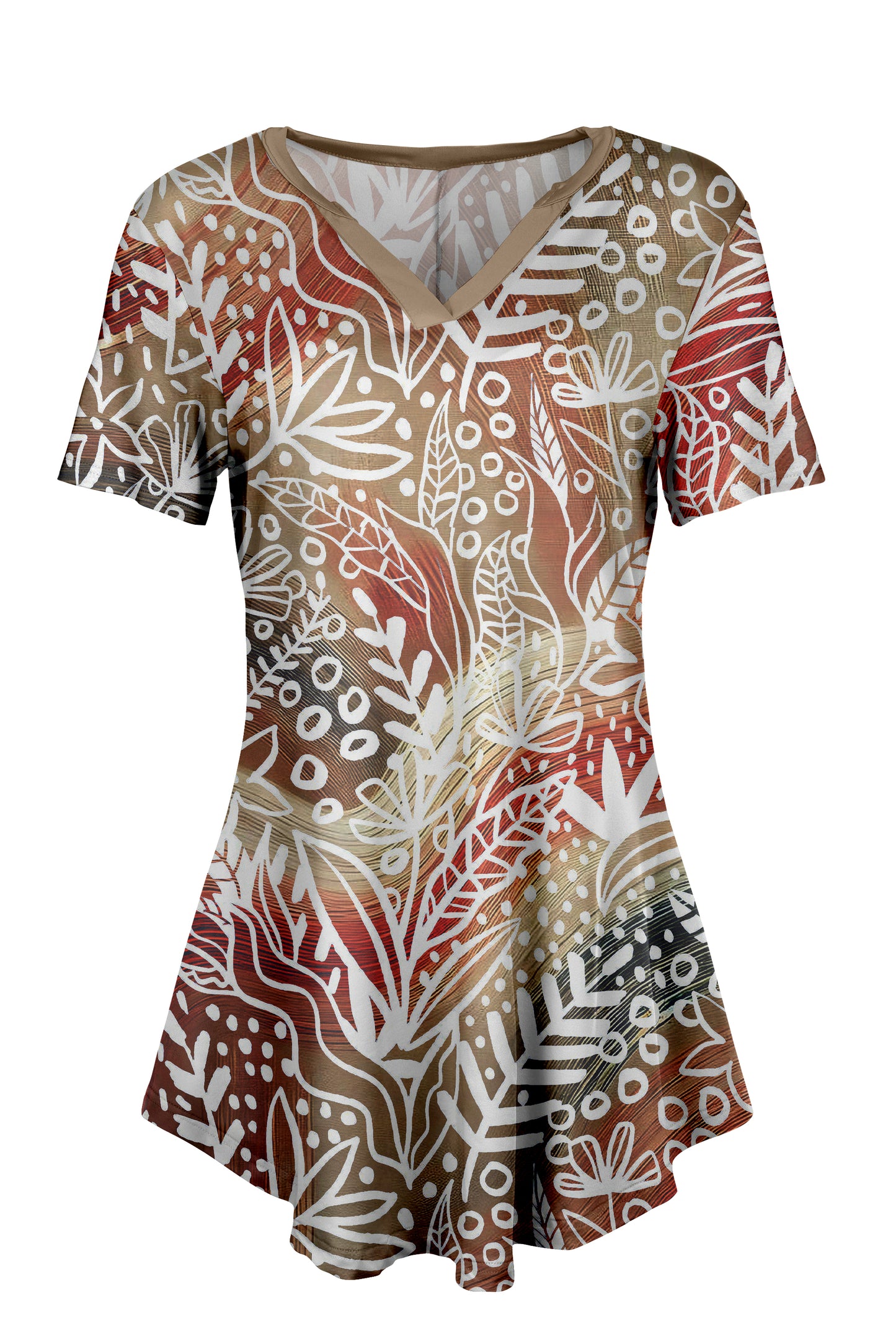Classic Notch Tunic with Short Sleeves Palm - Harvest