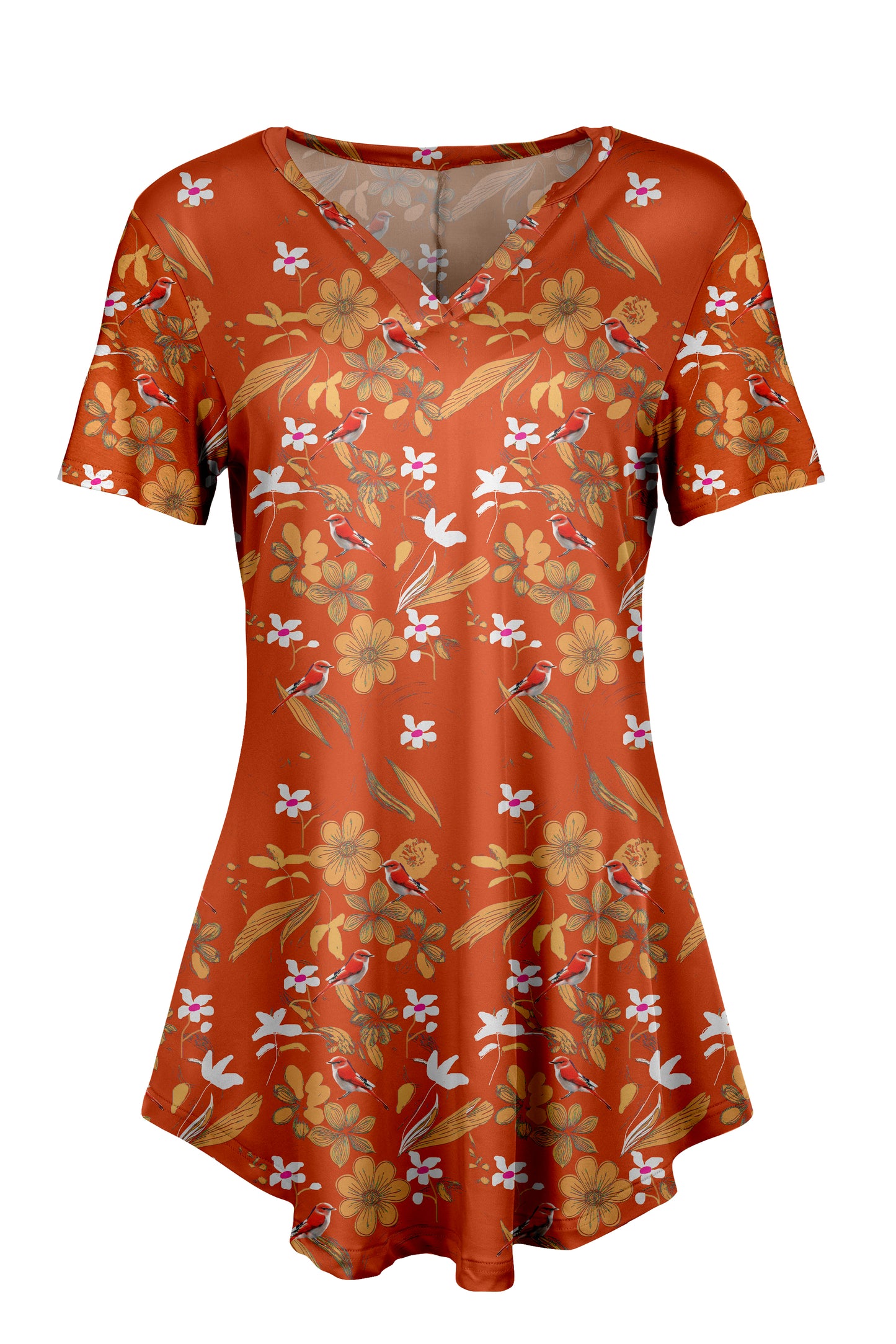 Classic Notch Tunic with Short Sleeves Palm - Harvest
