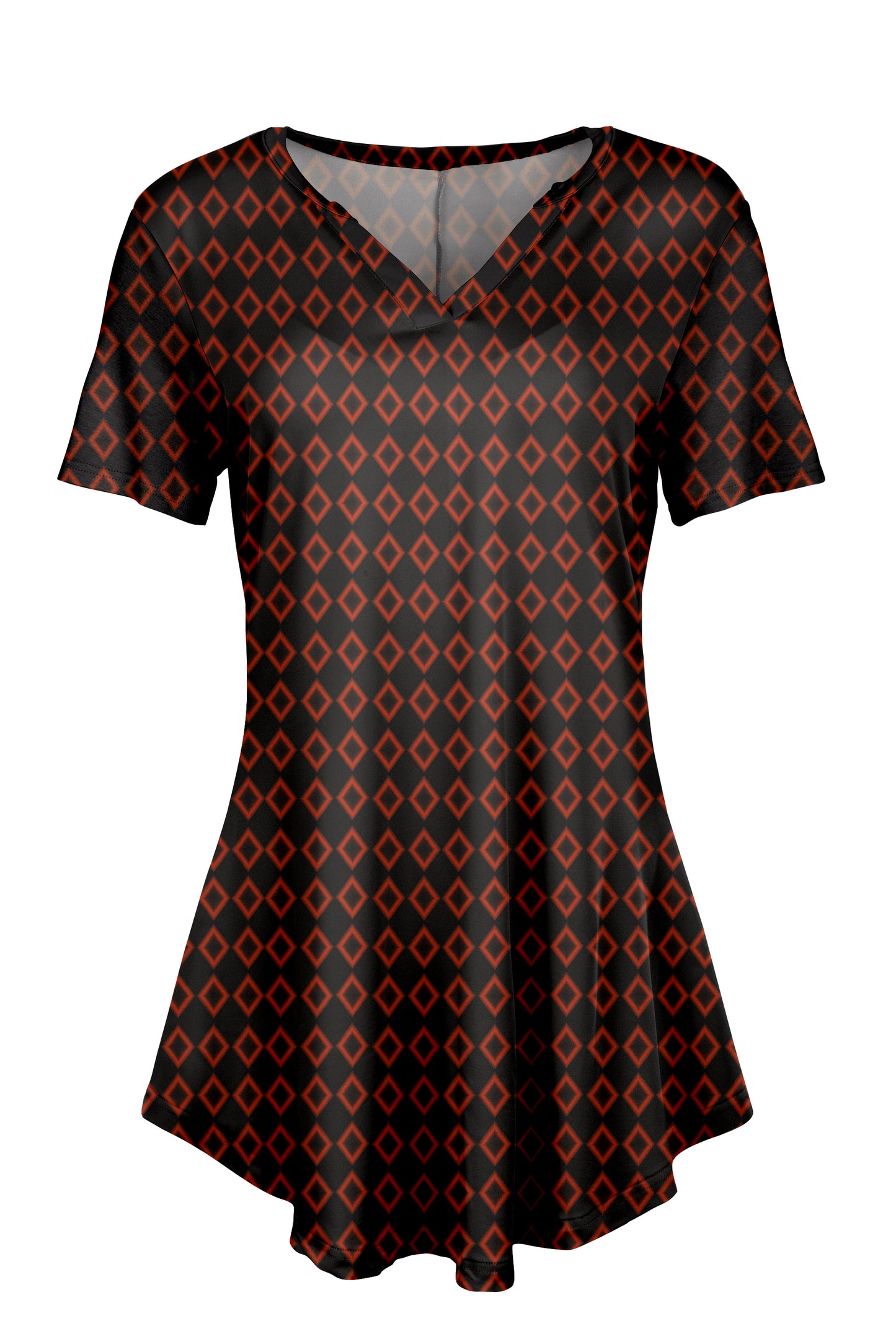 Classic Notch Tunic with Short Sleeves Daisy Plaid